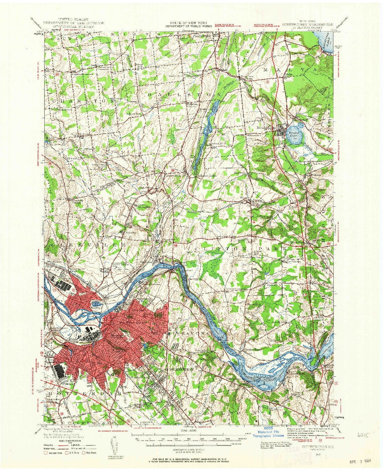 USGS 1:62500-SCALE QUADRANGLE FOR SCHENECTADY, NY 1947