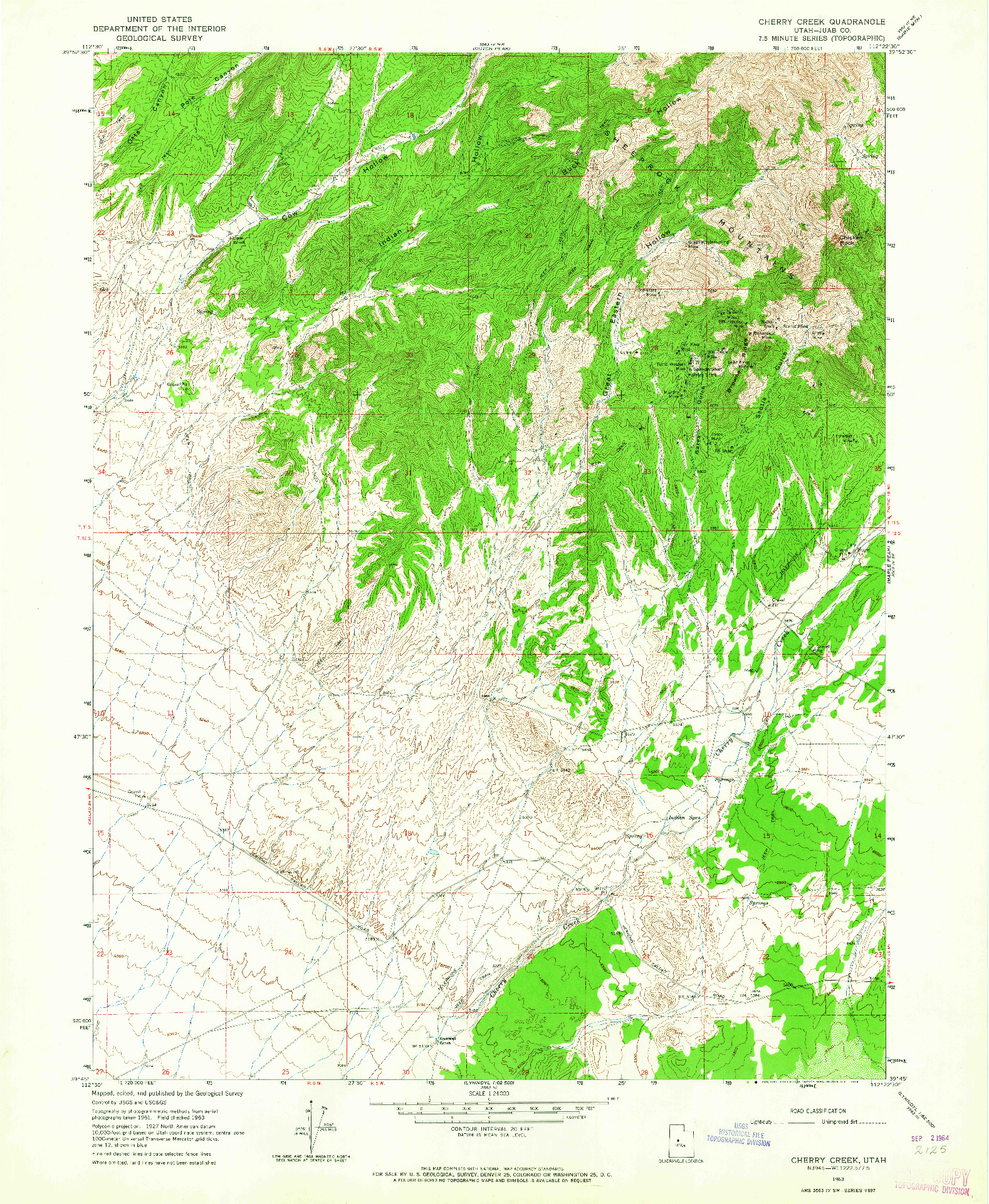 USGS 1:24000-SCALE QUADRANGLE FOR CHERRY CREEK, UT 1963