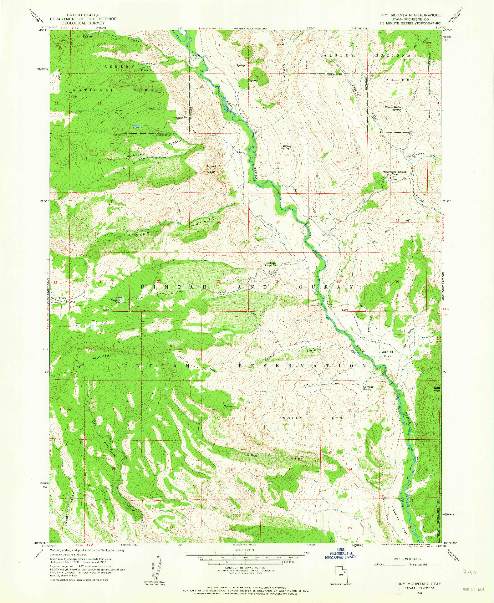 USGS 1:24000-SCALE QUADRANGLE FOR DRY MOUNTAIN, UT 1962