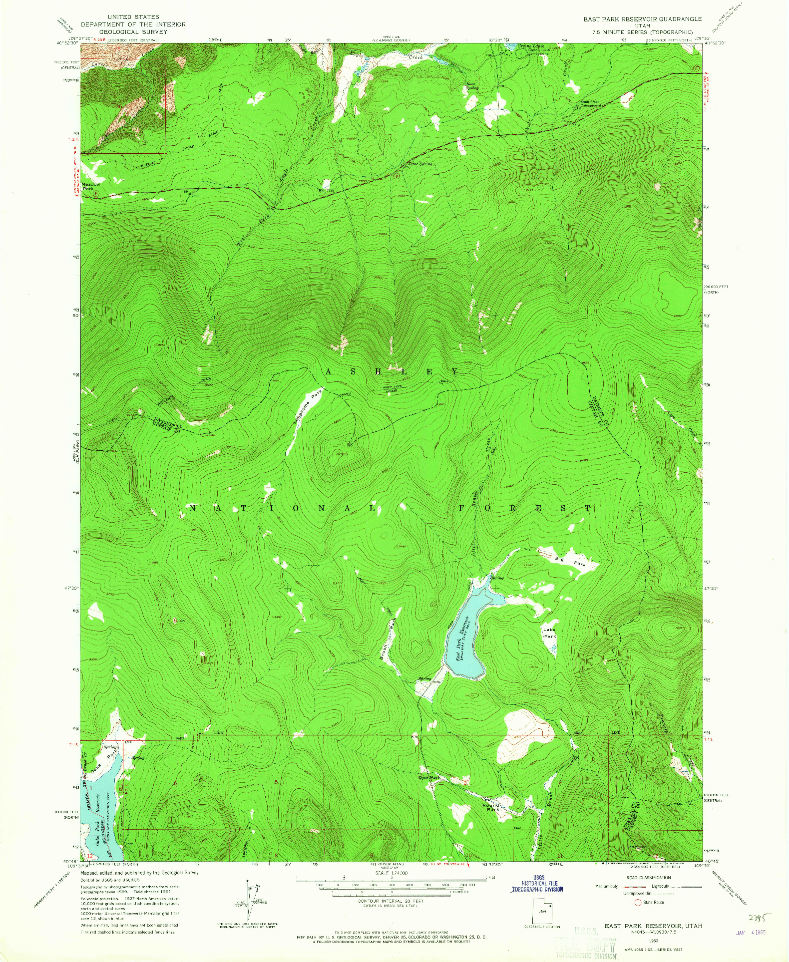 USGS 1:24000-SCALE QUADRANGLE FOR EAST PARK RESERVOIR, UT 1963