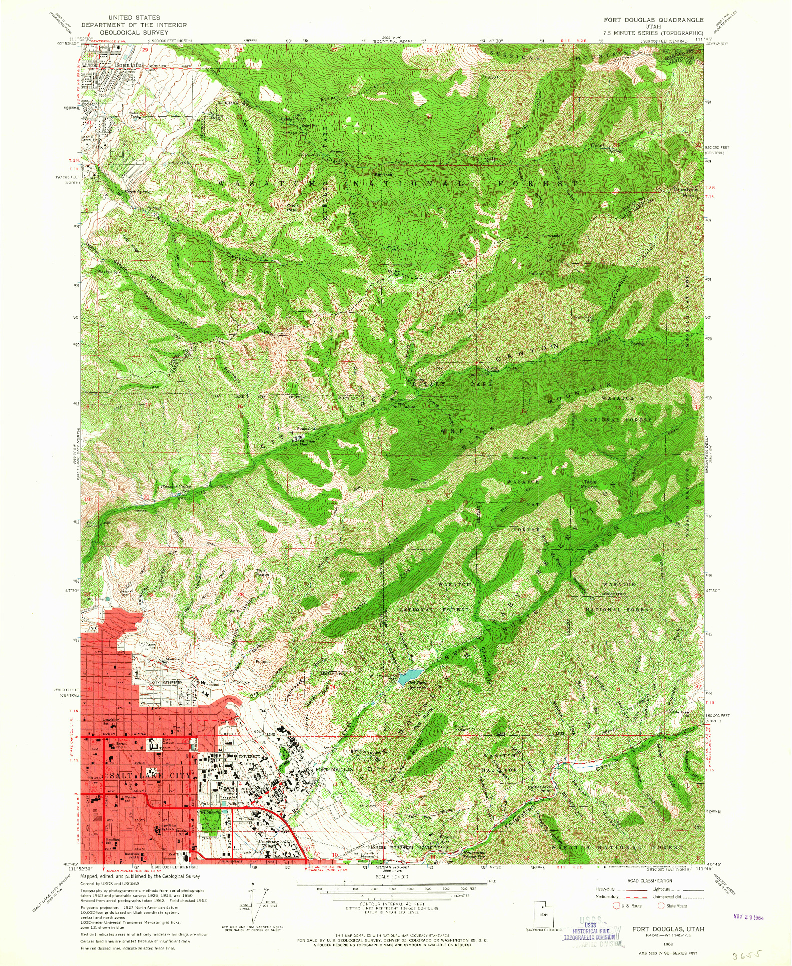 USGS 1:24000-SCALE QUADRANGLE FOR FORT DOUGLAS, UT 1963