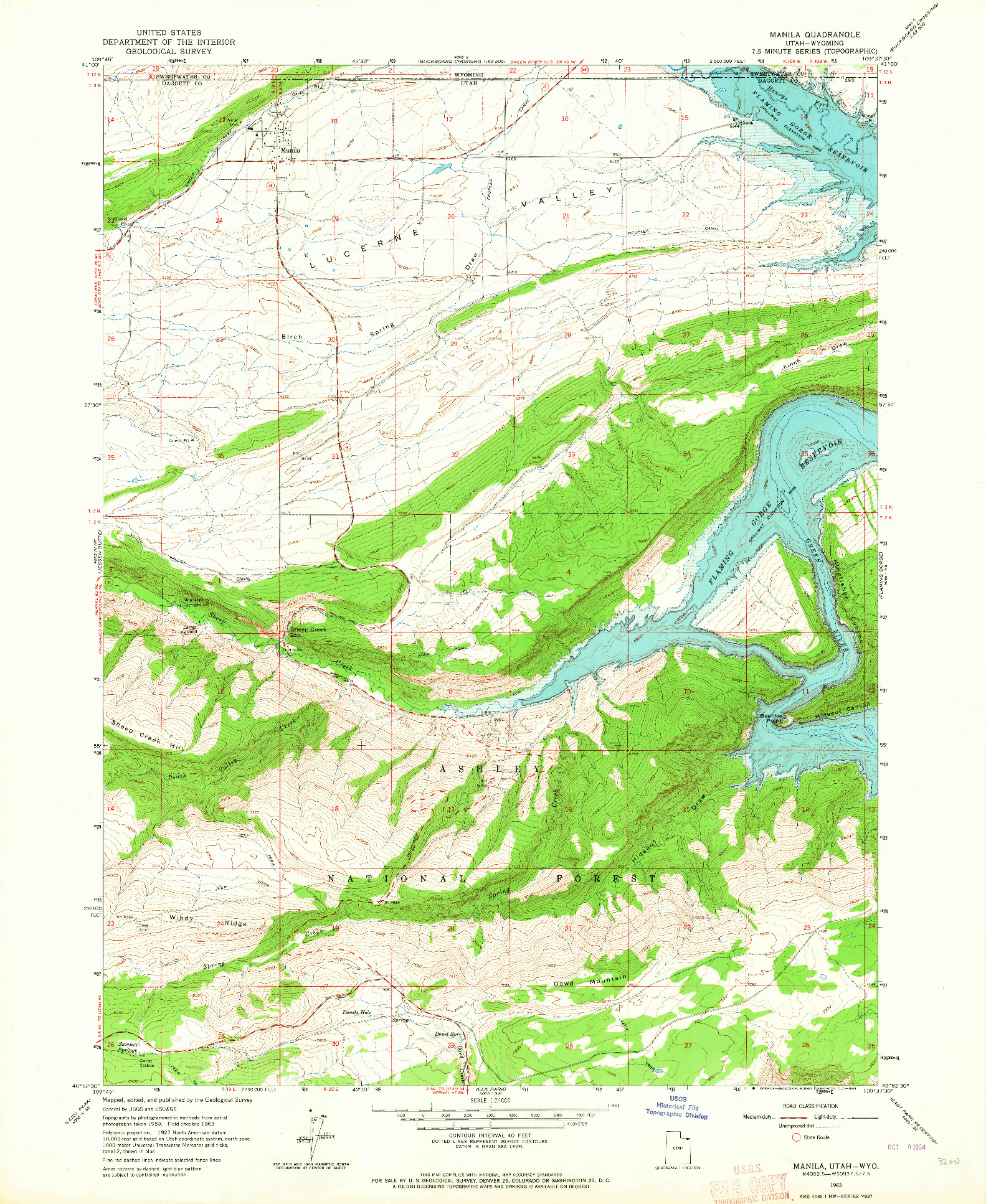 USGS 1:24000-SCALE QUADRANGLE FOR MANILA, UT 1963