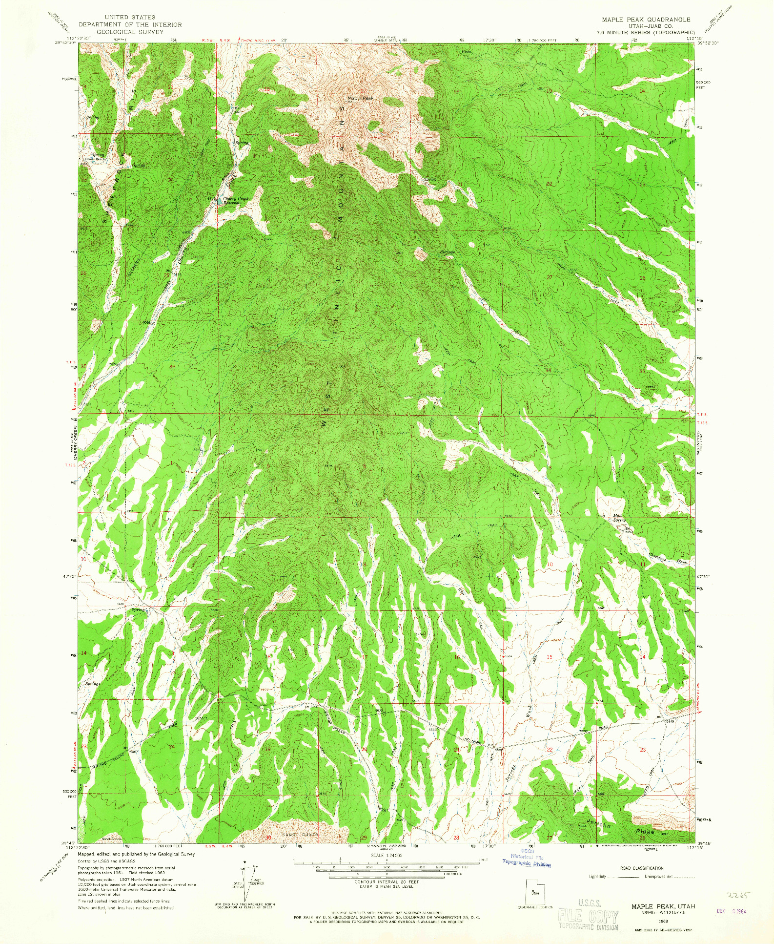 USGS 1:24000-SCALE QUADRANGLE FOR MAPLE PEAK, UT 1963