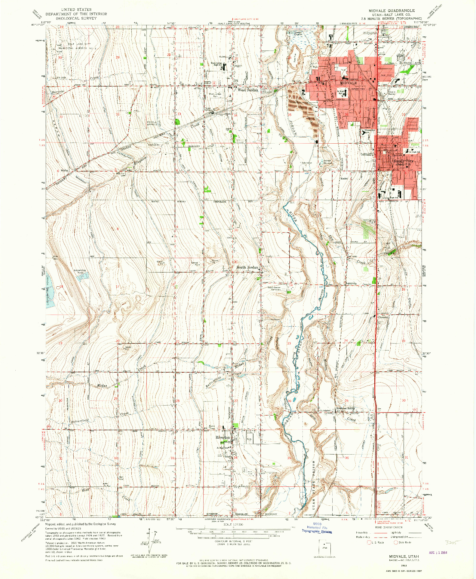 USGS 1:24000-SCALE QUADRANGLE FOR MIDVALE, UT 1963