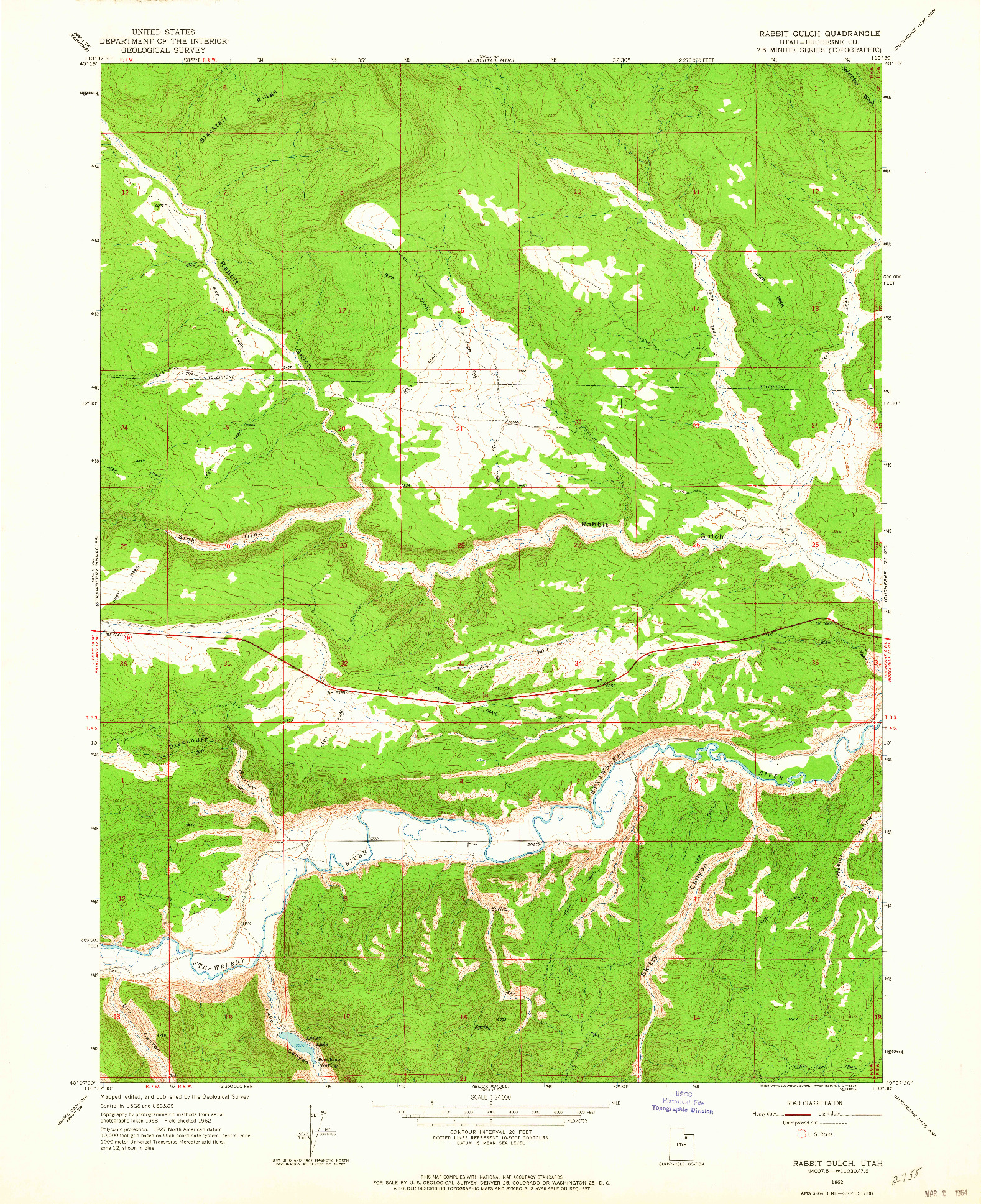 USGS 1:24000-SCALE QUADRANGLE FOR RABBIT GULCH, UT 1962