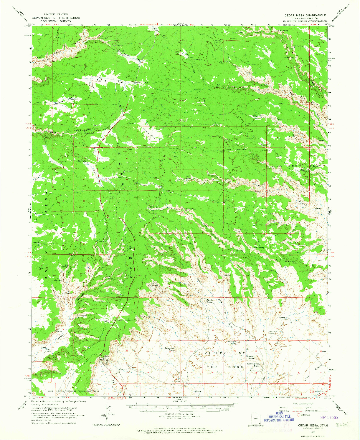 USGS 1:62500-SCALE QUADRANGLE FOR CEDAR MESA, UT 1963