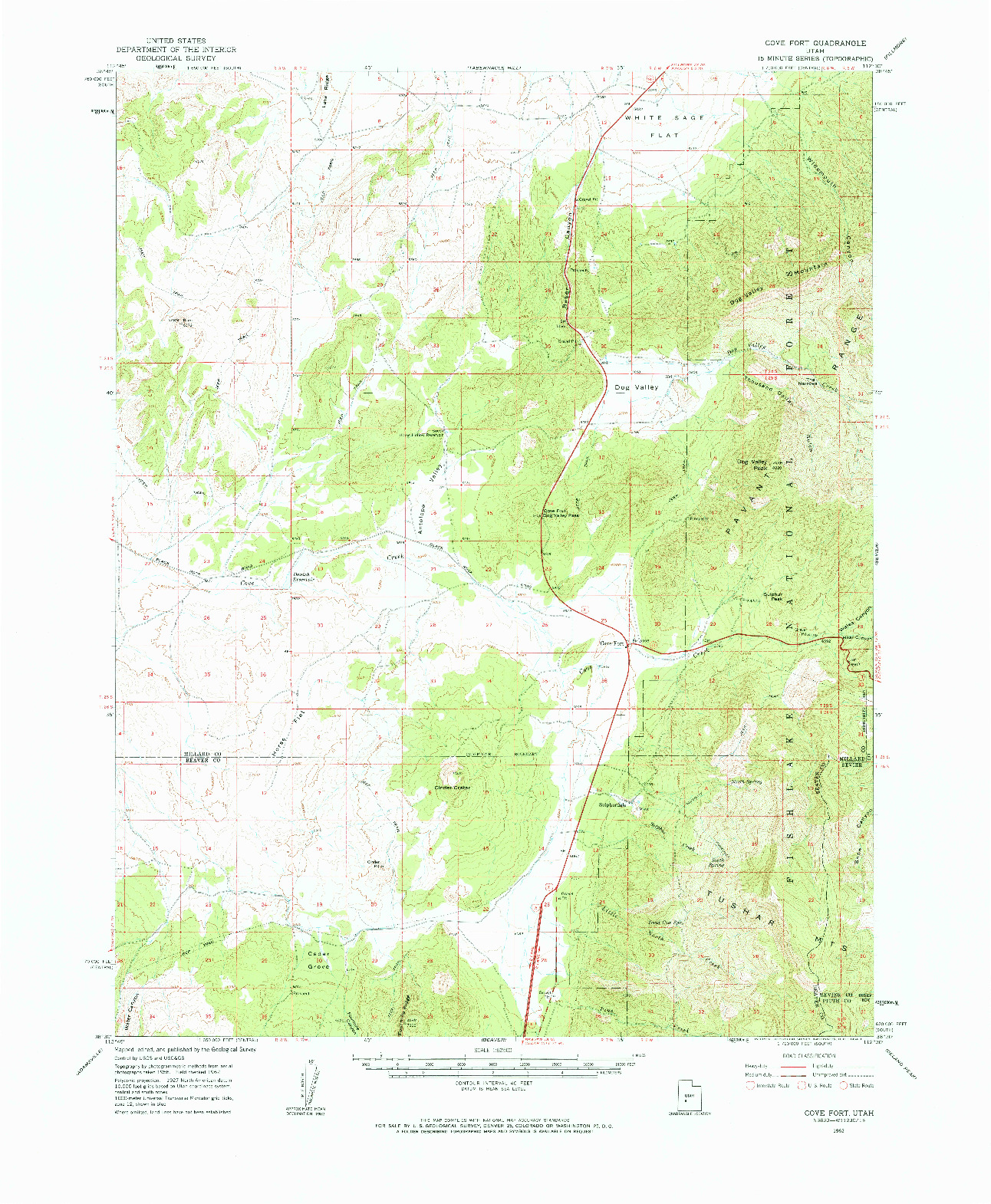 USGS 1:62500-SCALE QUADRANGLE FOR COVE FORT, UT 1962