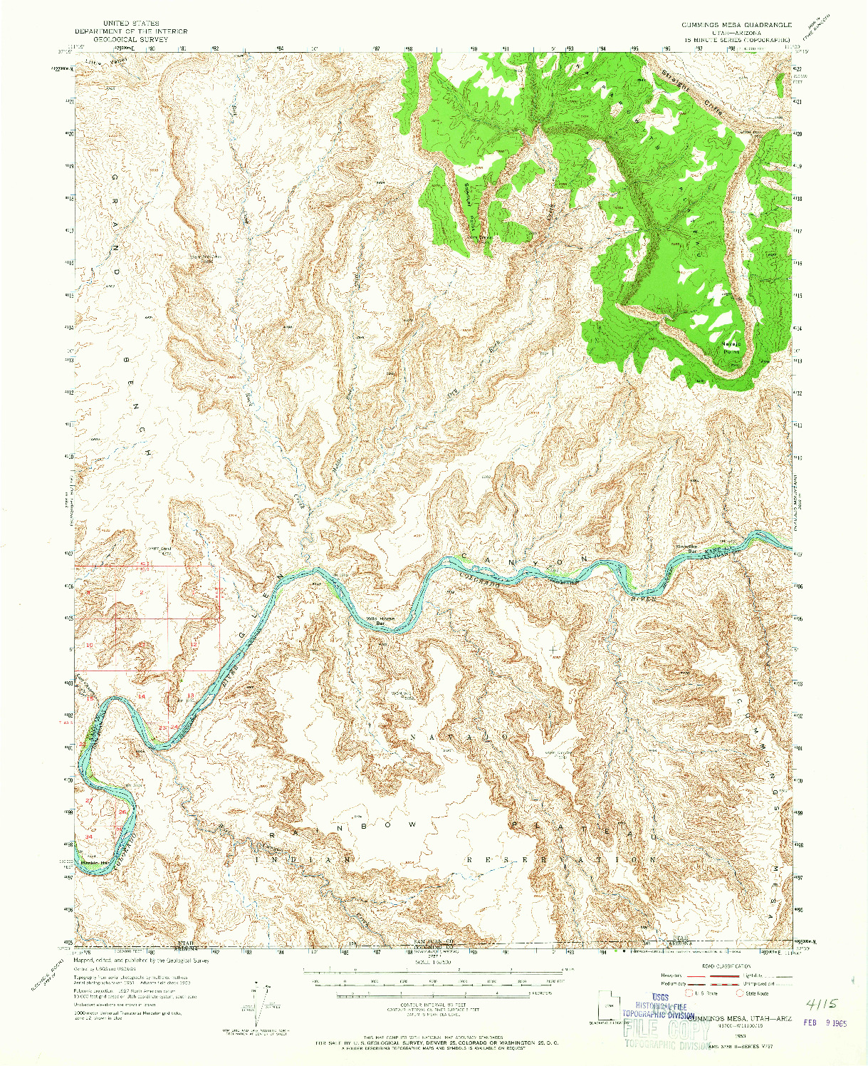 USGS 1:62500-SCALE QUADRANGLE FOR CUMMINGS MESA, UT 1953