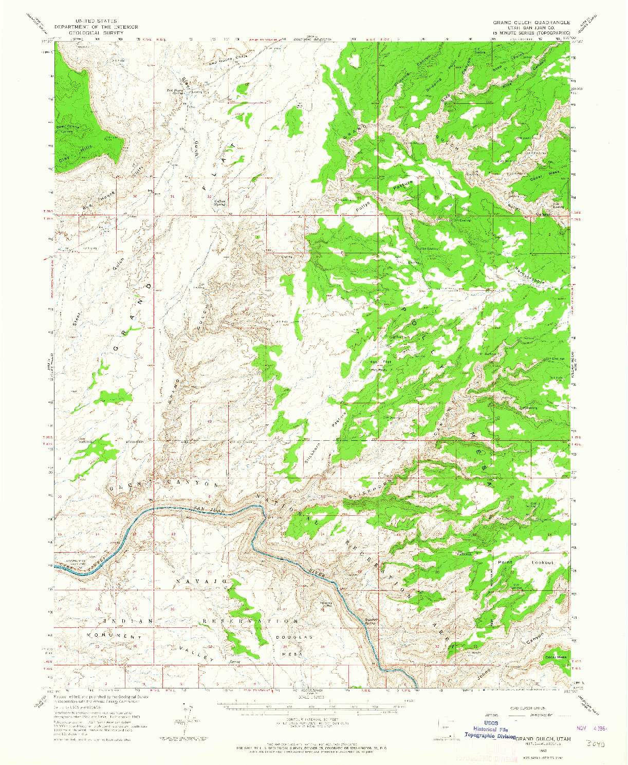 USGS 1:62500-SCALE QUADRANGLE FOR GRAND GULCH, UT 1963