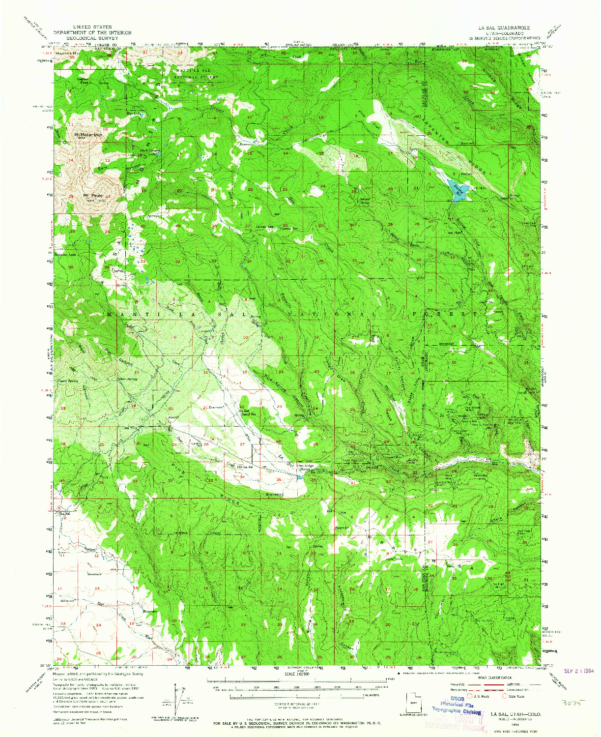 USGS 1:62500-SCALE QUADRANGLE FOR LA SAL, UT 1954