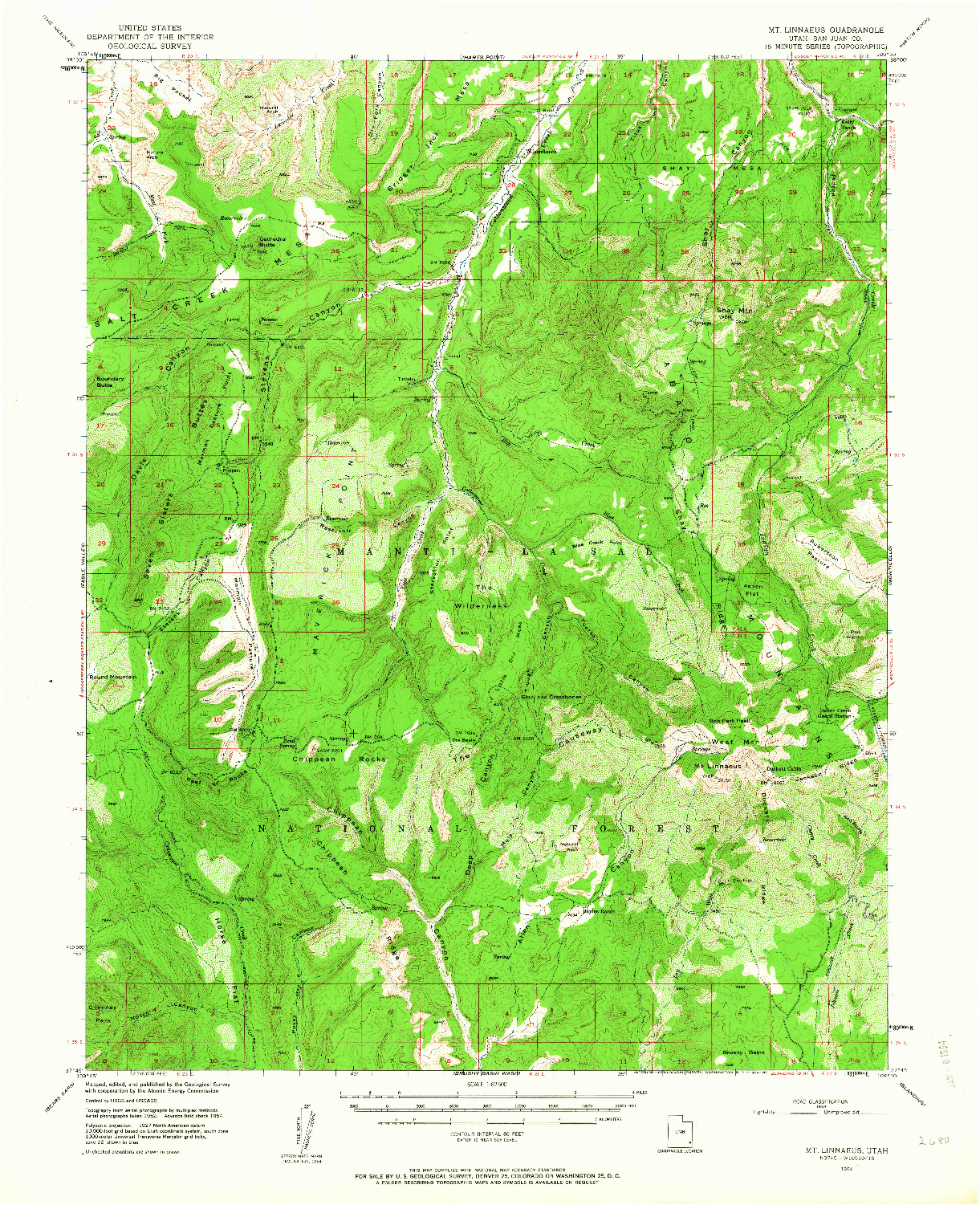 USGS 1:62500-SCALE QUADRANGLE FOR MT LINNAEUS, UT 1954