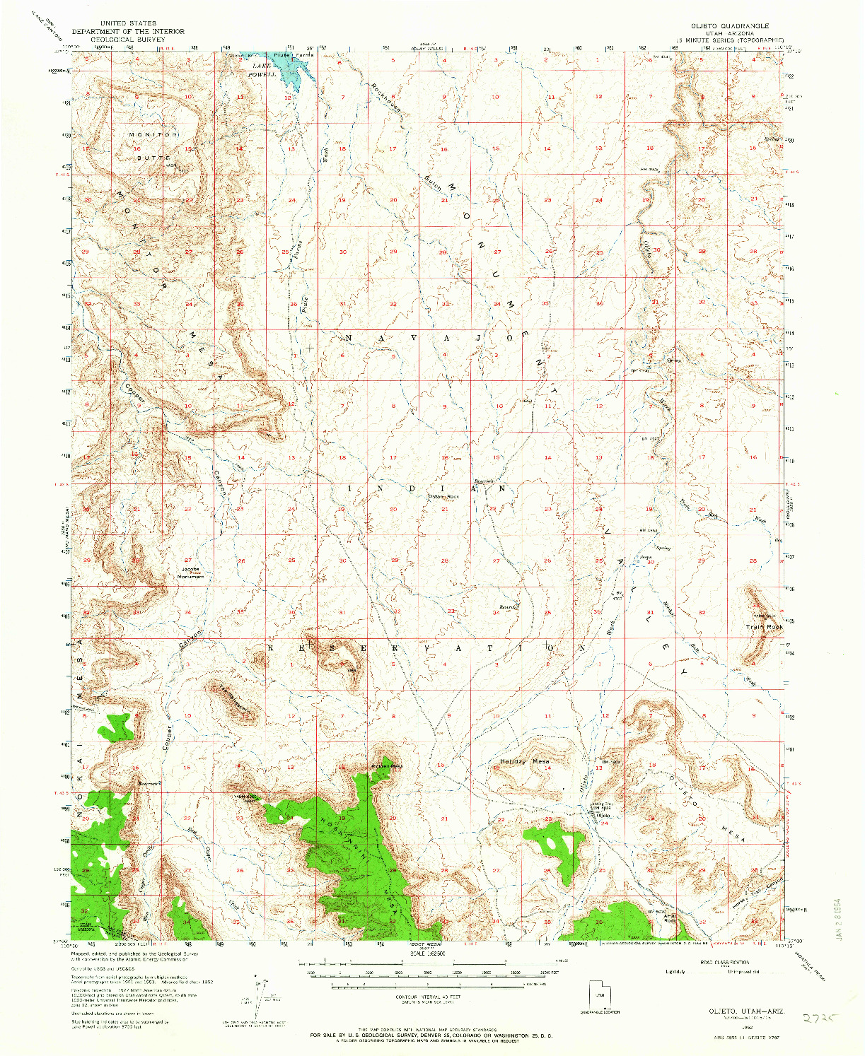 USGS 1:62500-SCALE QUADRANGLE FOR OLJETO, UT 1952