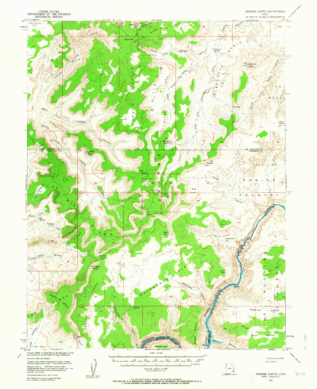 USGS 1:62500-SCALE QUADRANGLE FOR ORANGE CLIFFS, UT 1953