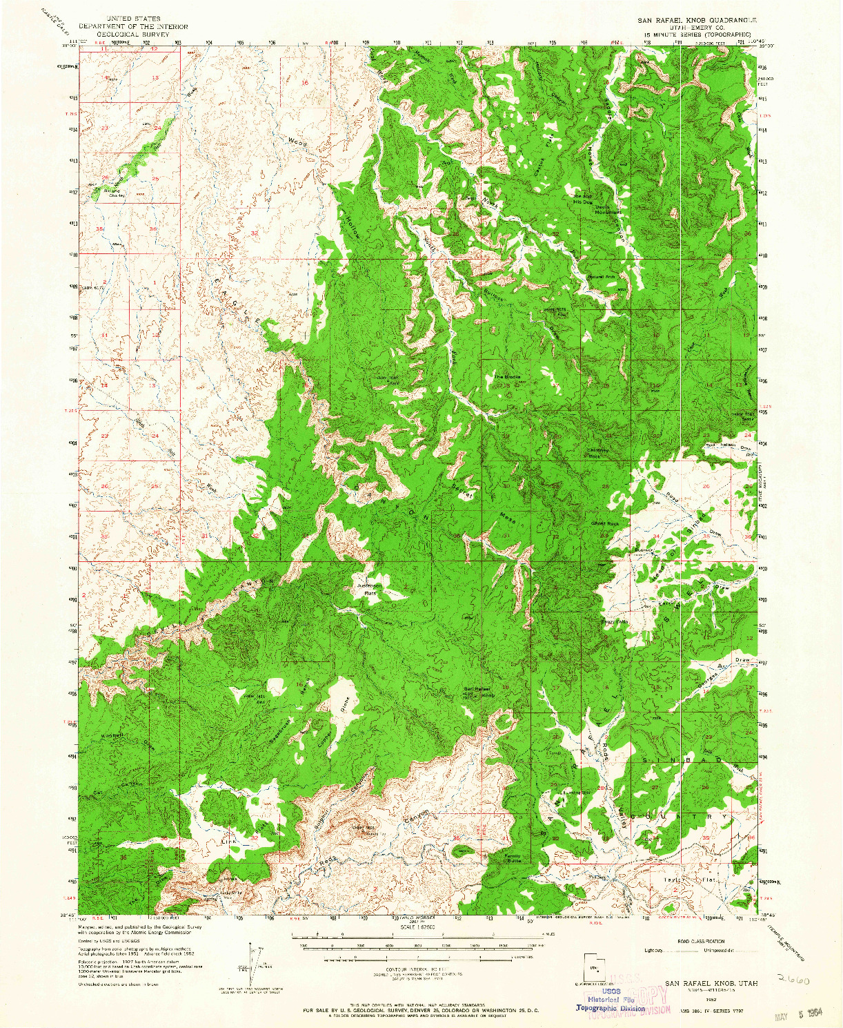 USGS 1:62500-SCALE QUADRANGLE FOR SAN RAFAEL KNOB, UT 1952