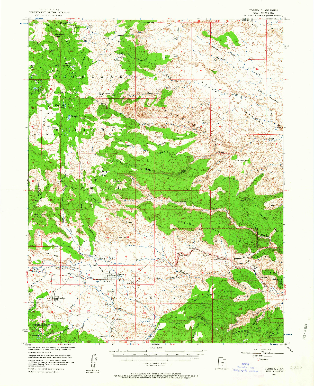 USGS 1:62500-SCALE QUADRANGLE FOR TORREY, UT 1952