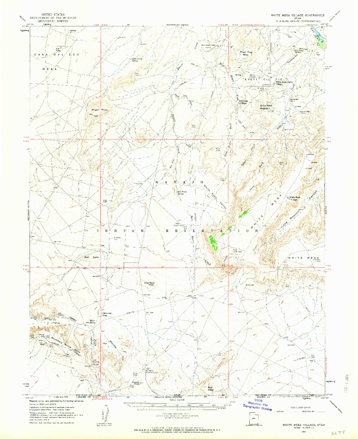 USGS 1:62500-SCALE QUADRANGLE FOR WHITE MESA VILLAGE, UT 1962