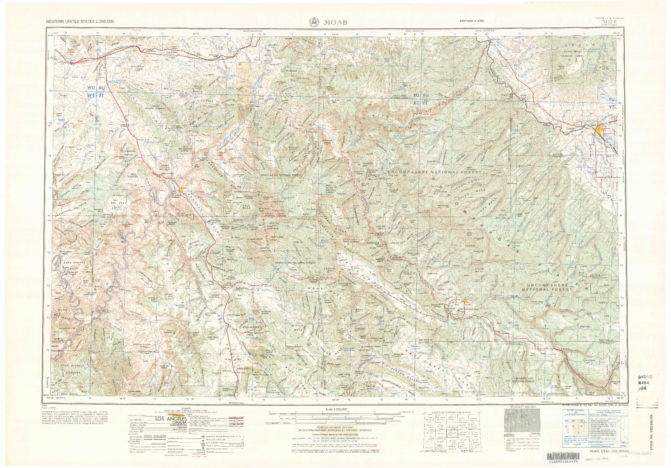 USGS 1:250000-SCALE QUADRANGLE FOR MOAB, UT 1964