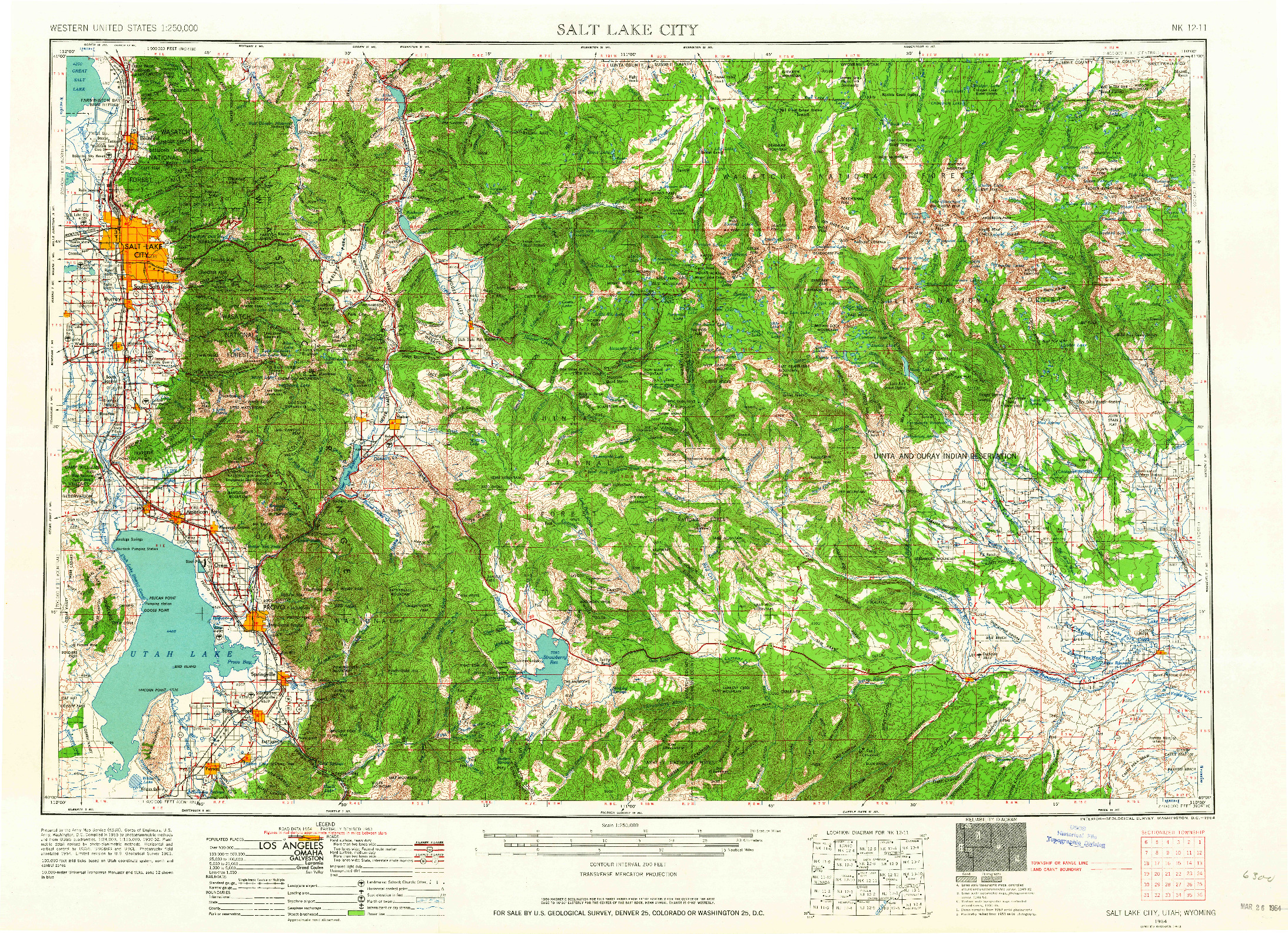 USGS 1:250000-SCALE QUADRANGLE FOR SALT LAKE CITY, UT 1954