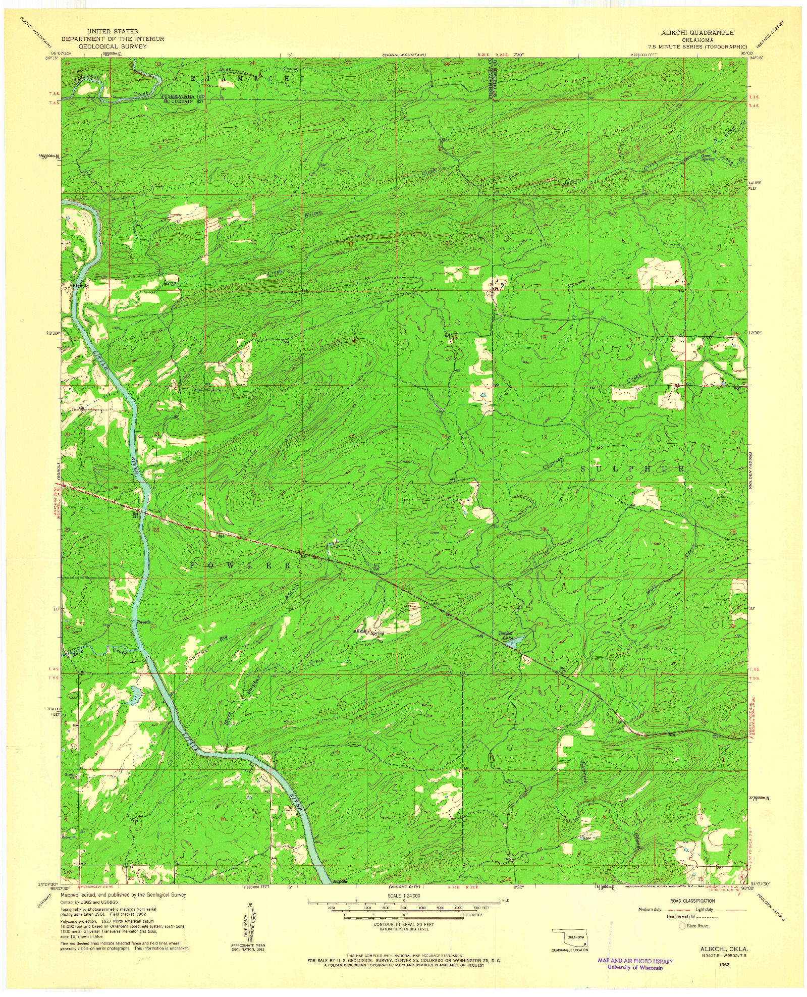 USGS 1:24000-SCALE QUADRANGLE FOR ALIKCHI, OK 1962