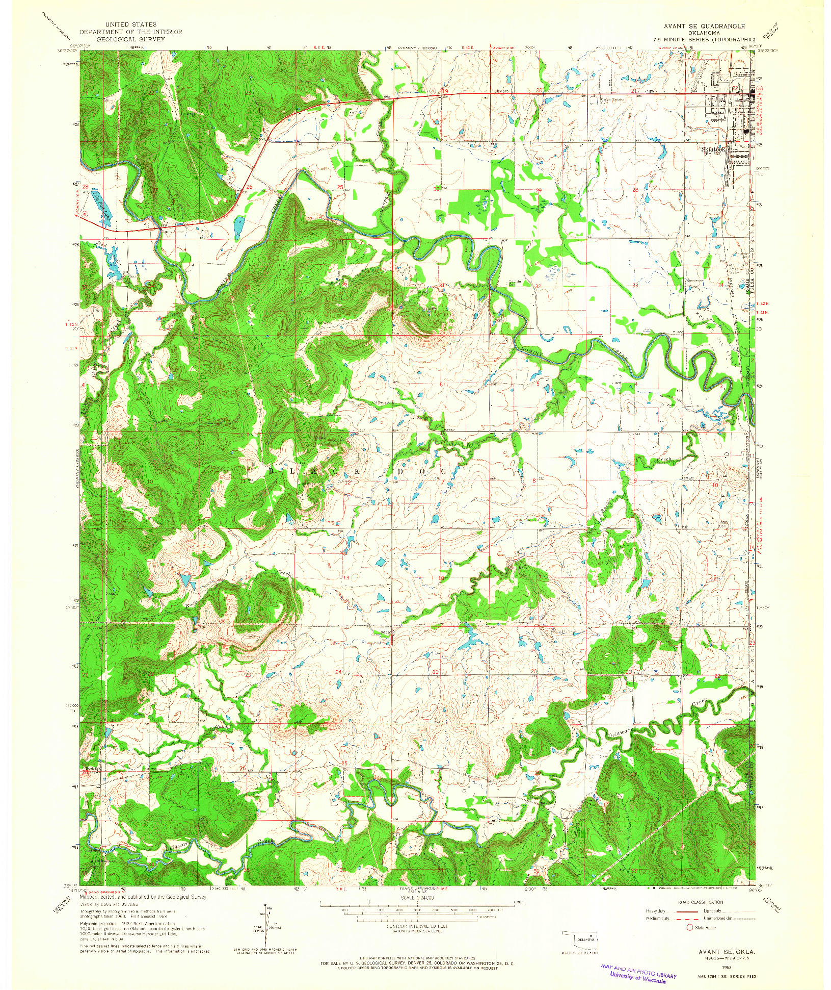 USGS 1:24000-SCALE QUADRANGLE FOR AVANT SE, OK 1963