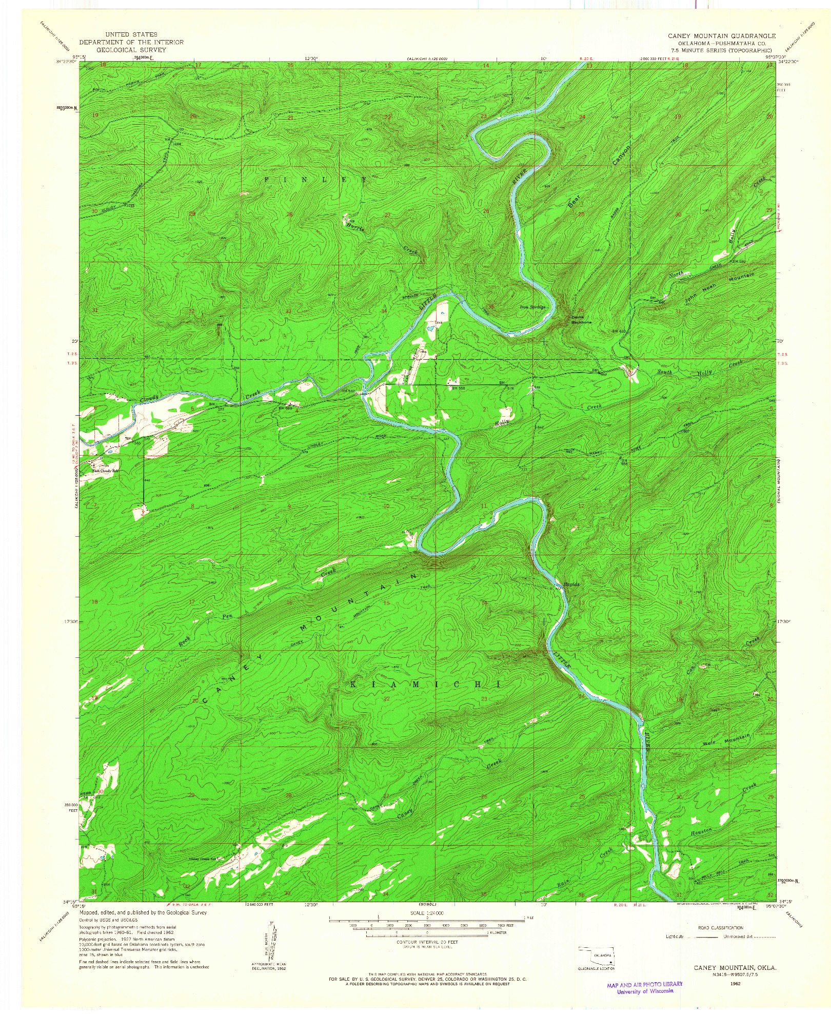 USGS 1:24000-SCALE QUADRANGLE FOR CANEY MOUNTAIN, OK 1962
