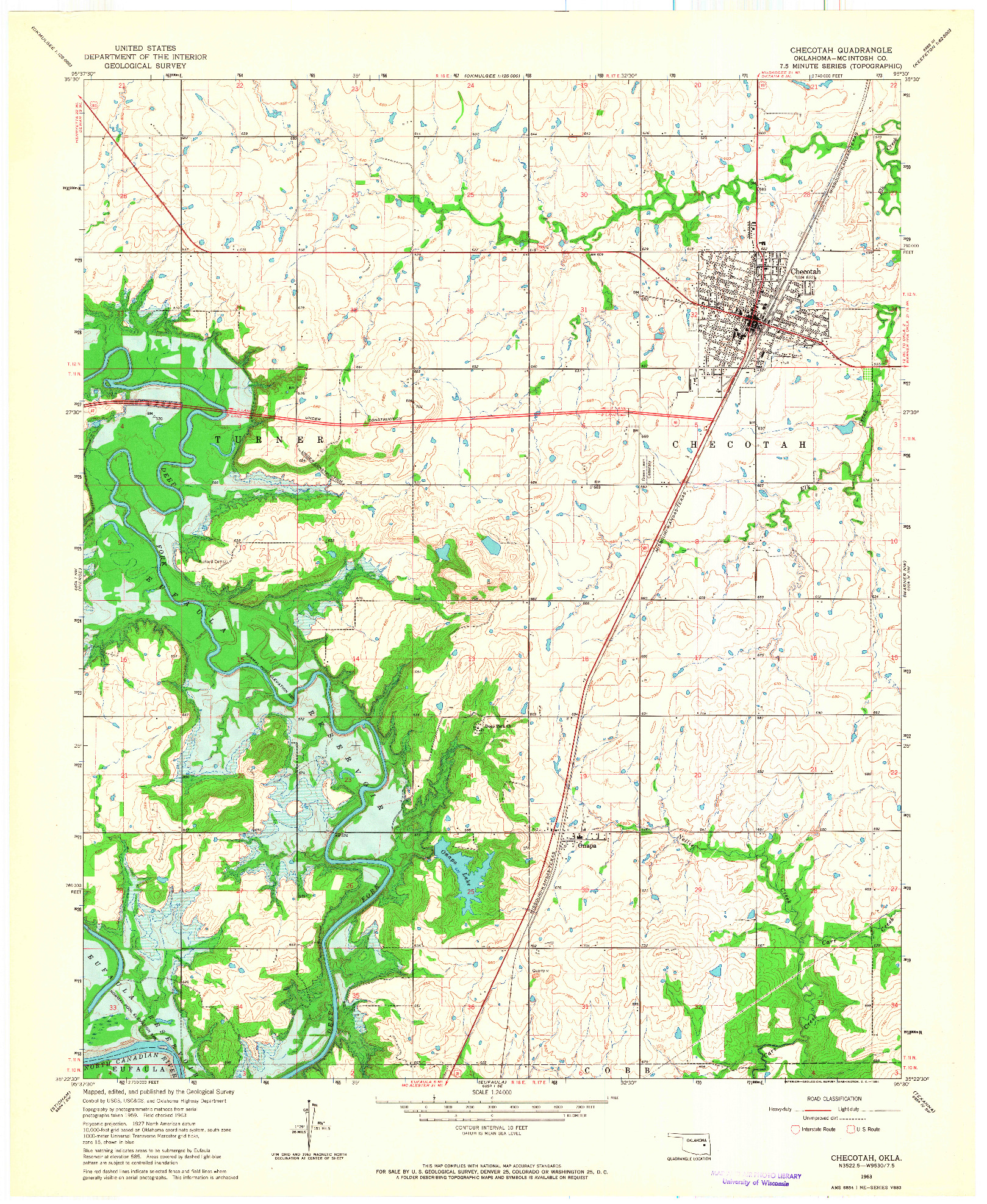 USGS 1:24000-SCALE QUADRANGLE FOR CHECOTAH, OK 1963