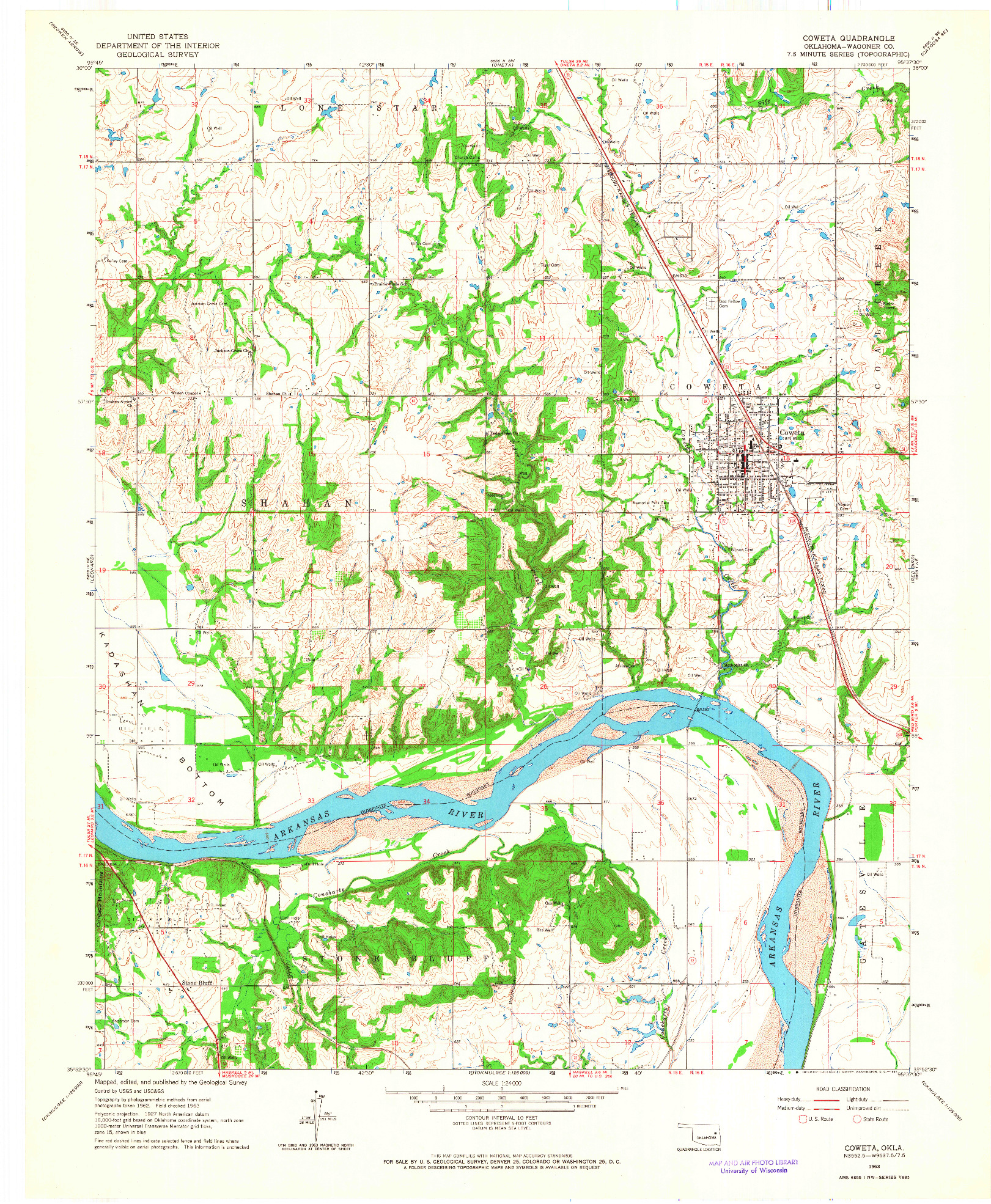 USGS 1:24000-SCALE QUADRANGLE FOR COWETA, OK 1963