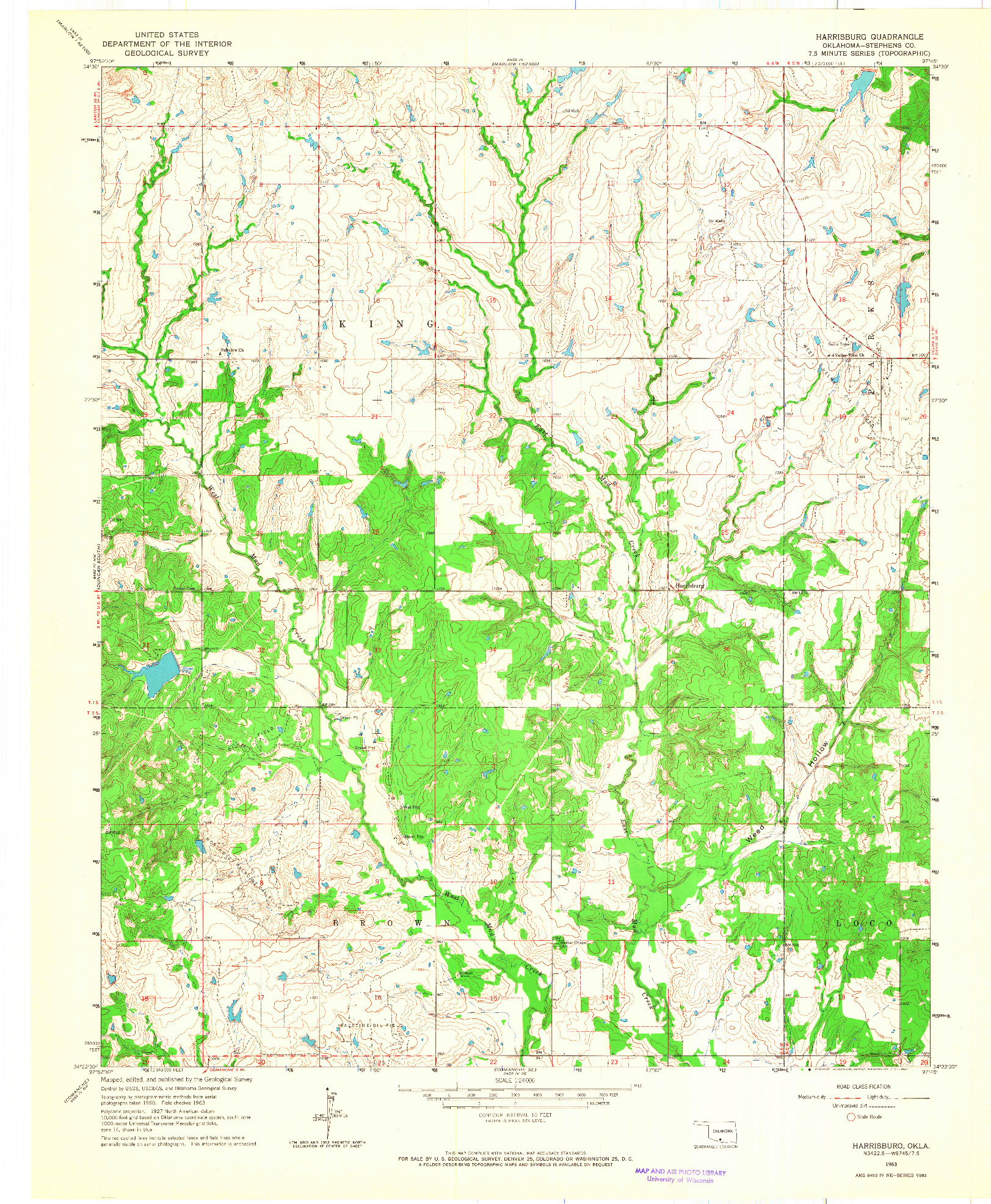 USGS 1:24000-SCALE QUADRANGLE FOR HARRISBURG, OK 1963