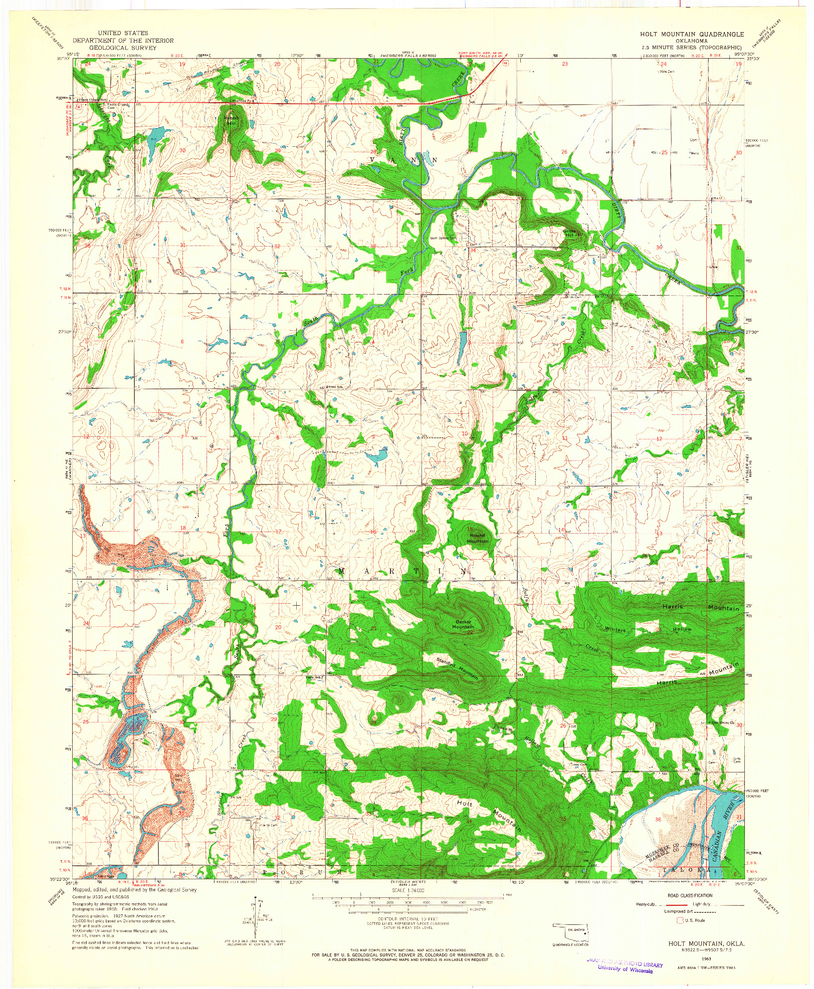 USGS 1:24000-SCALE QUADRANGLE FOR HOLT MOUNTAIN, OK 1963