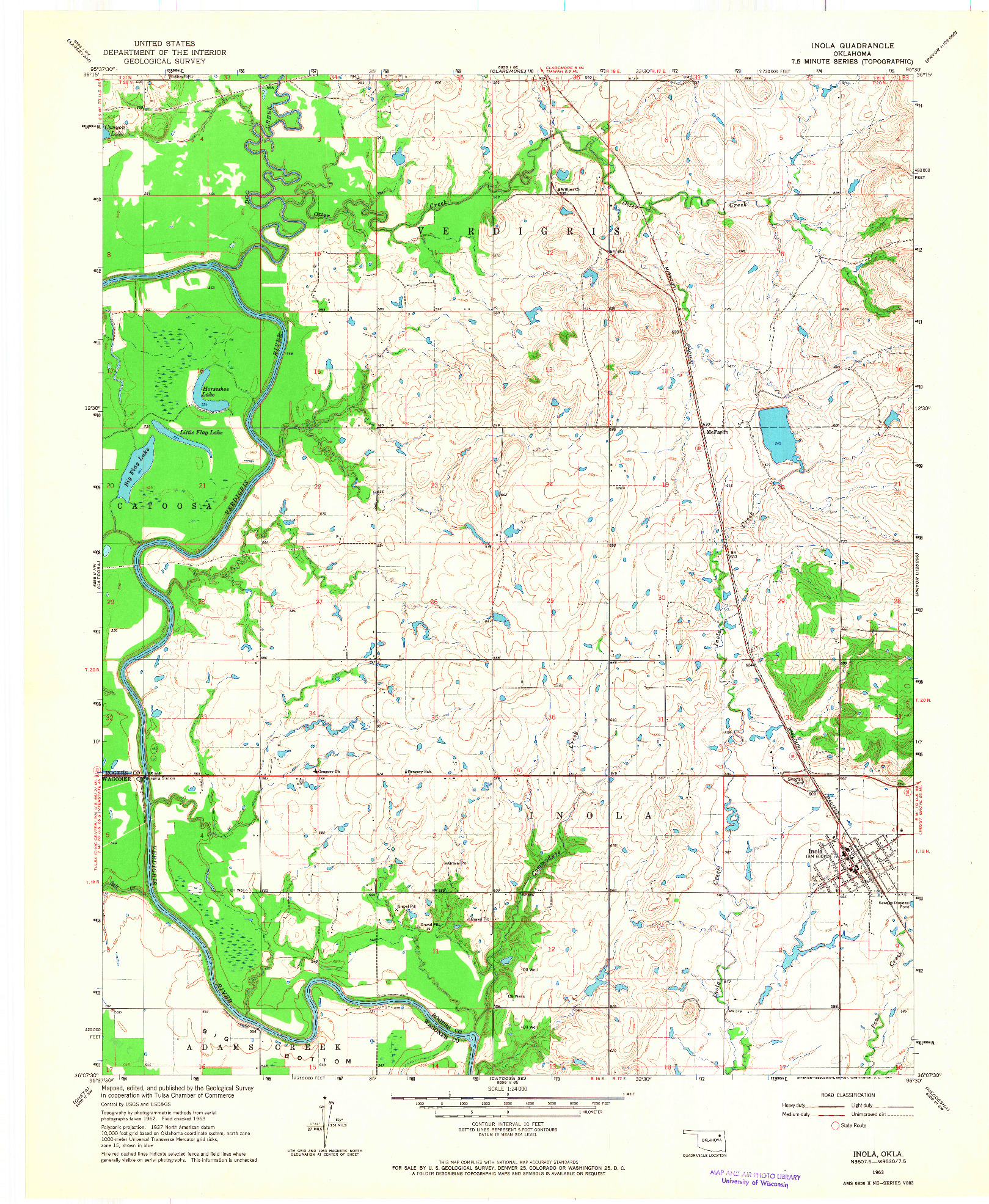 USGS 1:24000-SCALE QUADRANGLE FOR INOLA, OK 1963