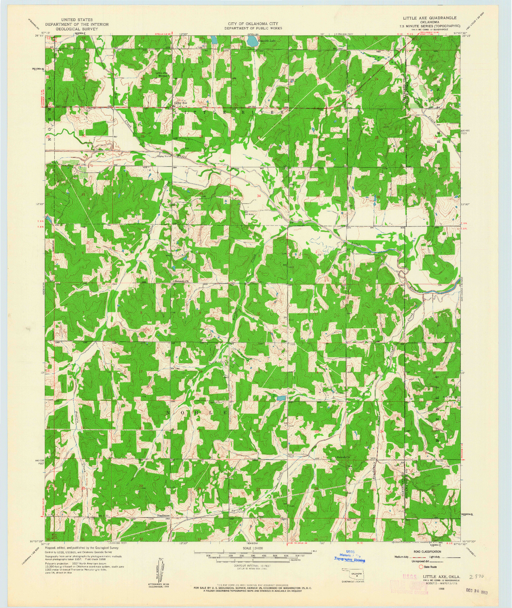 USGS 1:24000-SCALE QUADRANGLE FOR LITTLE AXE, OK 1958