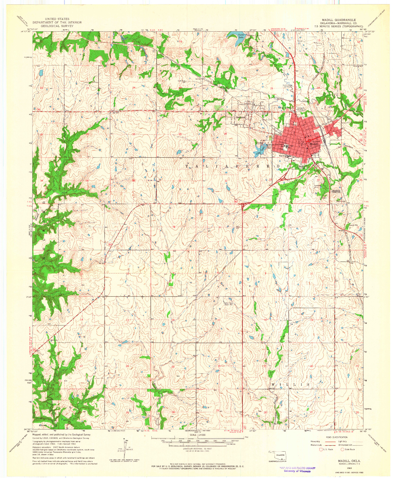 USGS 1:24000-SCALE QUADRANGLE FOR MADILL, OK 1963