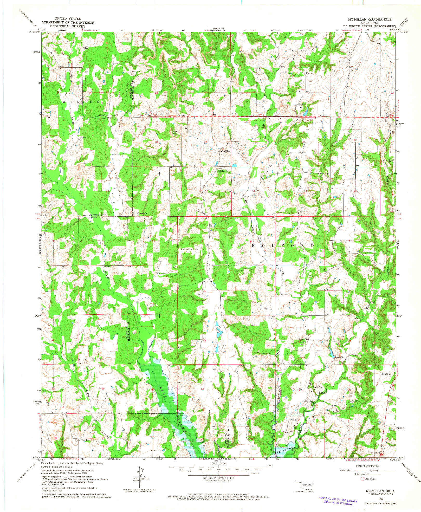 USGS 1:24000-SCALE QUADRANGLE FOR MC MILLAN, OK 1963