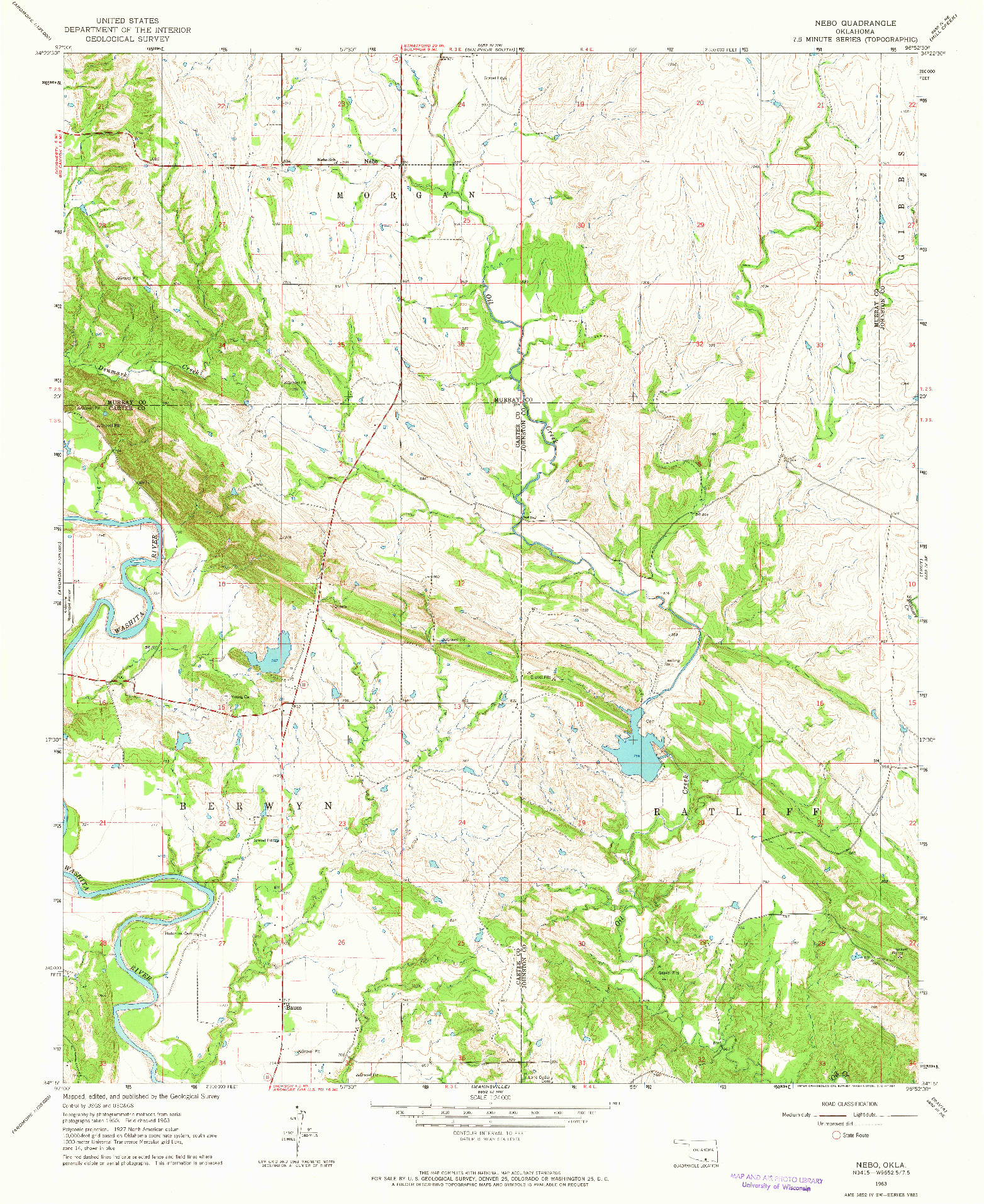 USGS 1:24000-SCALE QUADRANGLE FOR NEBO, OK 1963