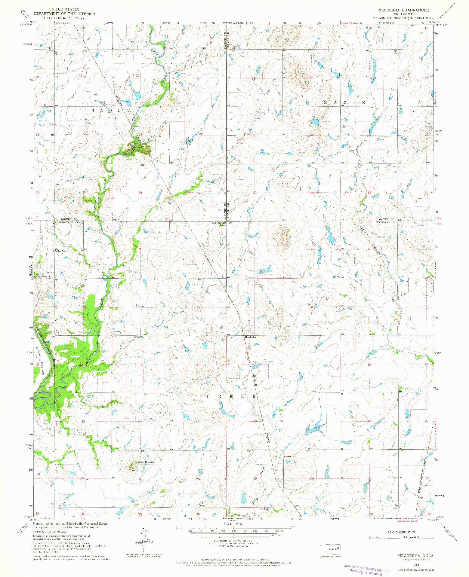 USGS 1:24000-SCALE QUADRANGLE FOR NEODESHA, OK 1963