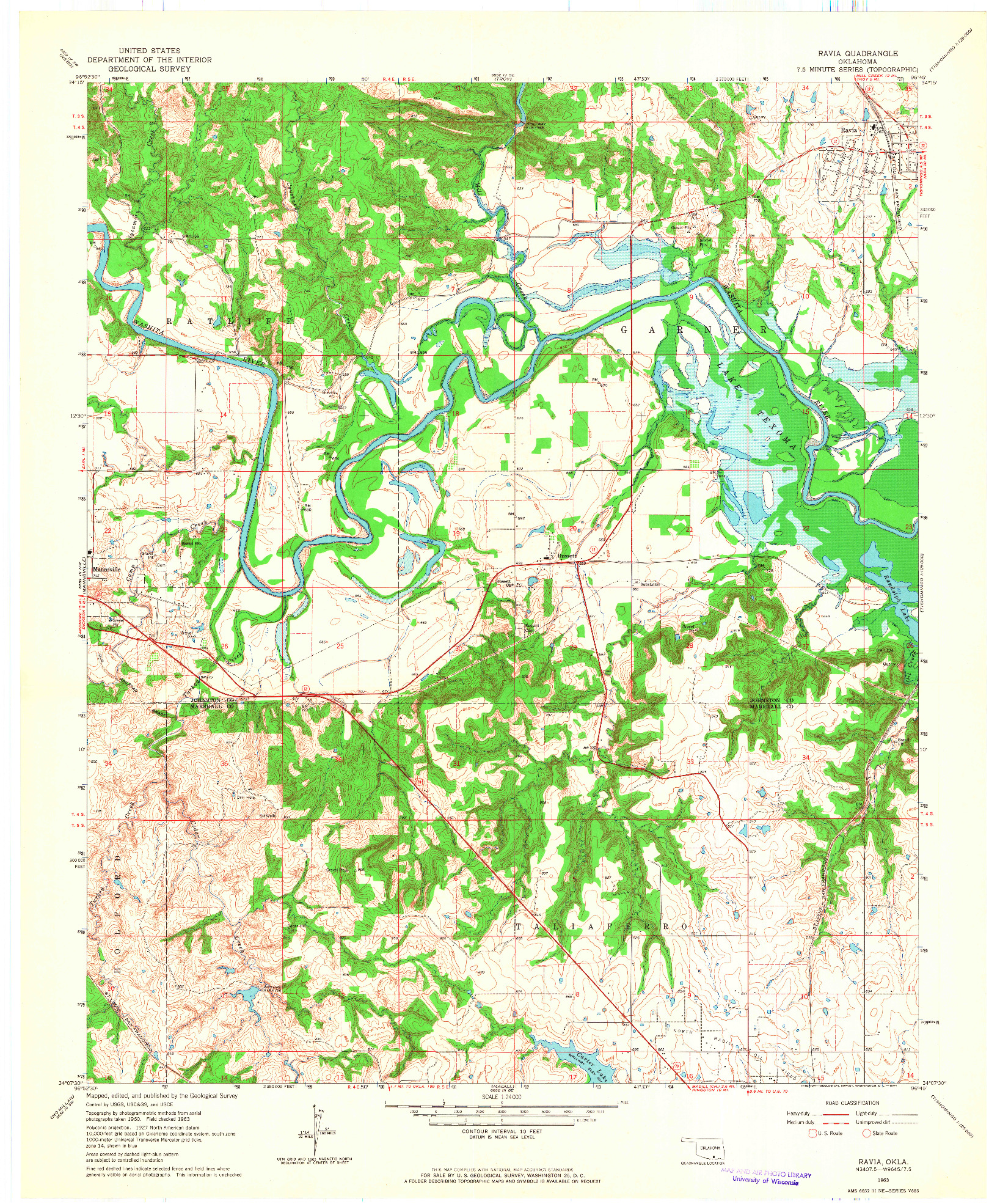 USGS 1:24000-SCALE QUADRANGLE FOR RAVIA, OK 1963