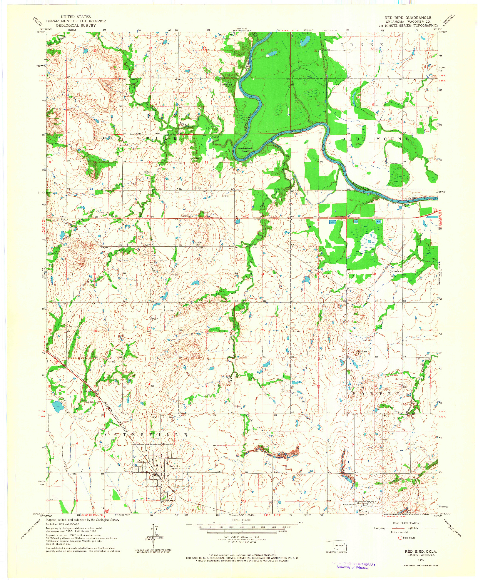 USGS 1:24000-SCALE QUADRANGLE FOR RED BIRD, OK 1963