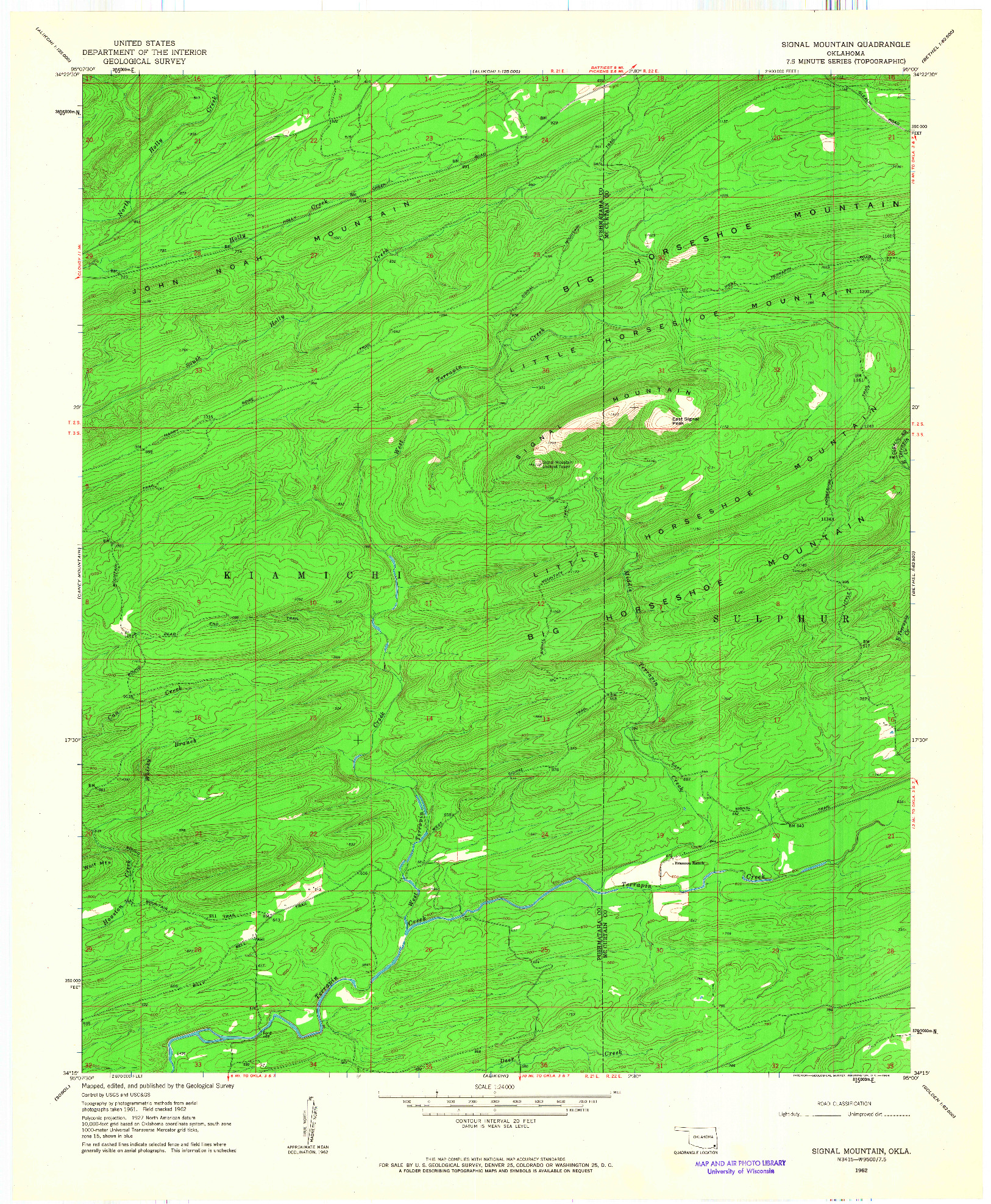 USGS 1:24000-SCALE QUADRANGLE FOR SIGNAL MOUNTAIN, OK 1962