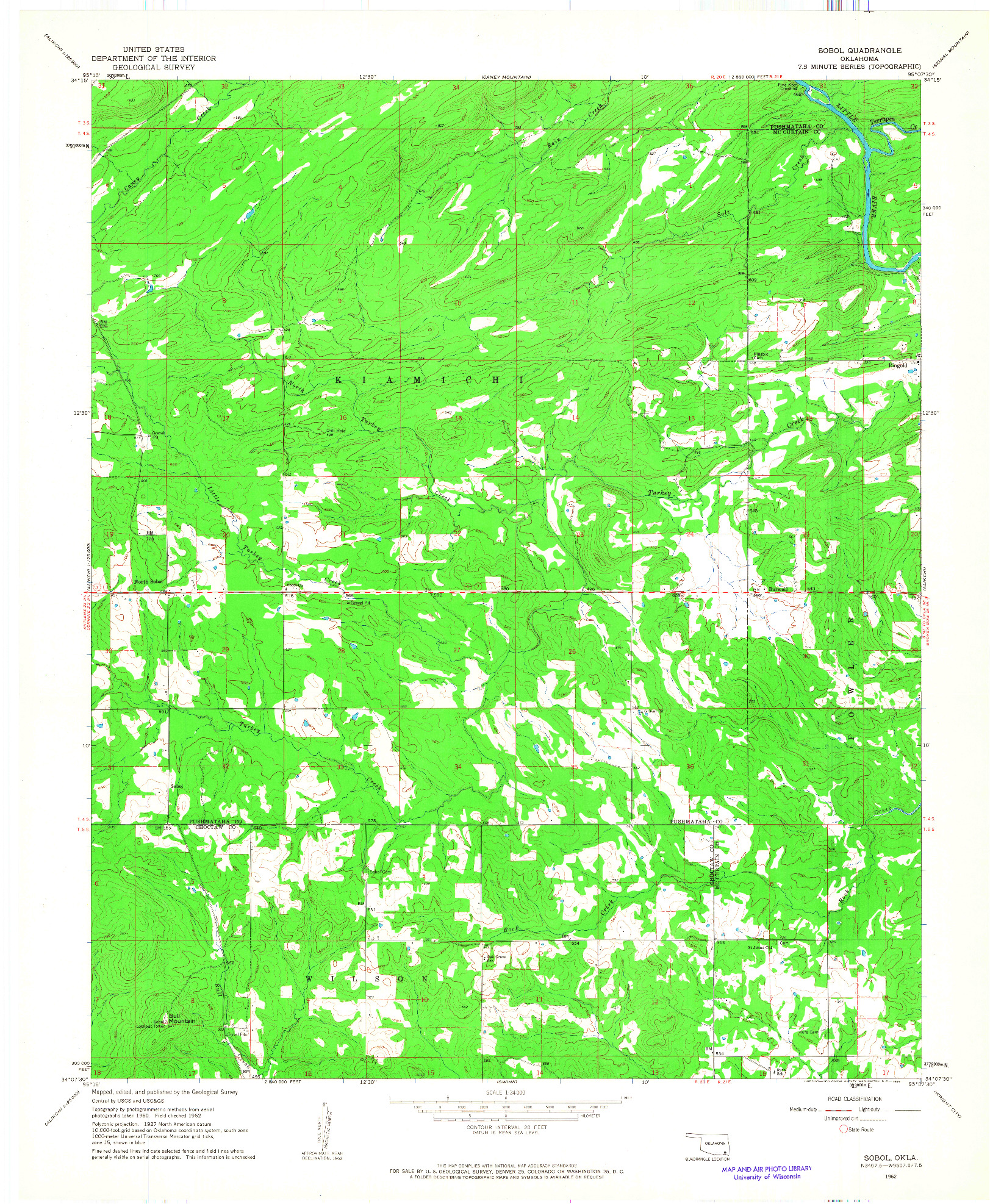 USGS 1:24000-SCALE QUADRANGLE FOR SOBOL, OK 1962