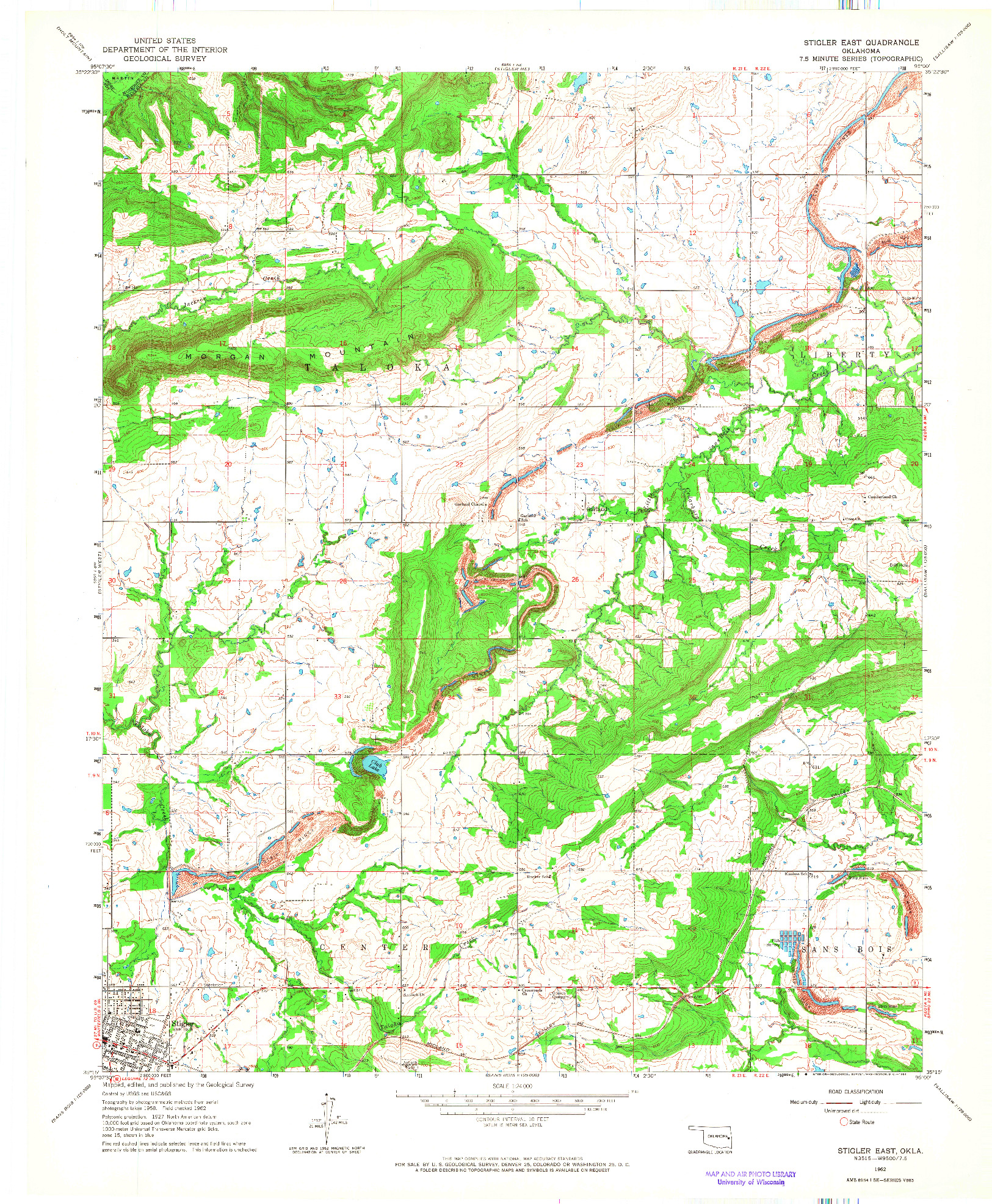 USGS 1:24000-SCALE QUADRANGLE FOR STIGLER EAST, OK 1962