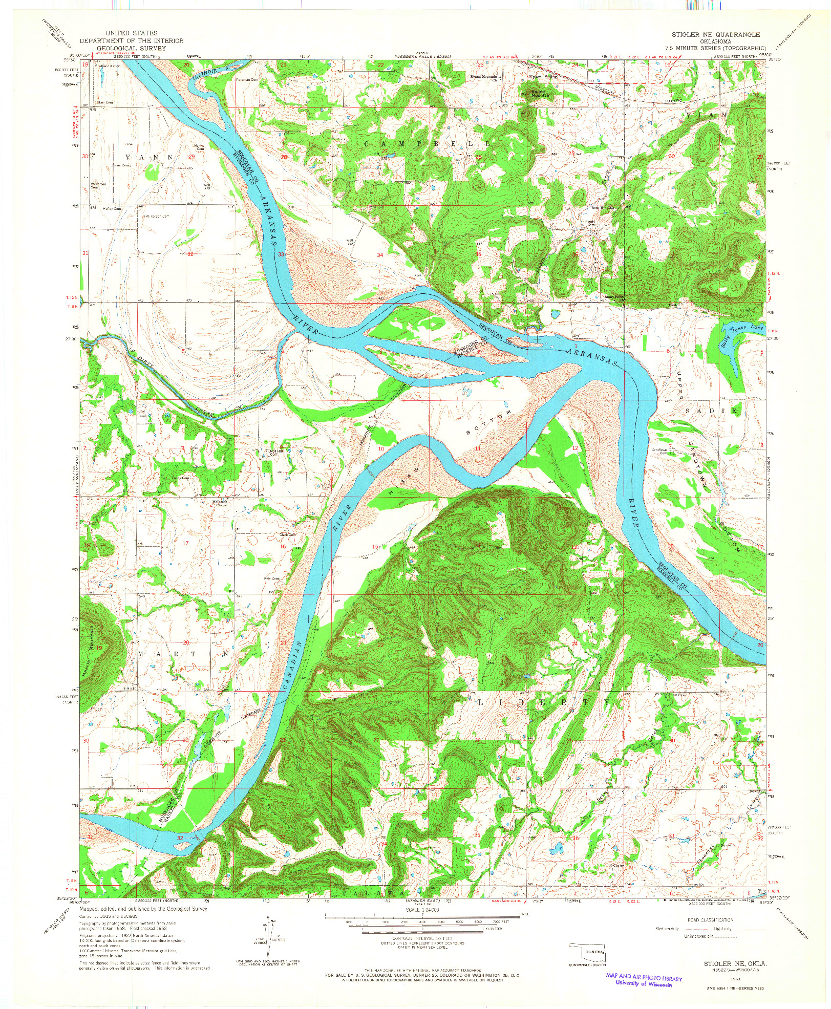 USGS 1:24000-SCALE QUADRANGLE FOR STIGLER NE, OK 1964