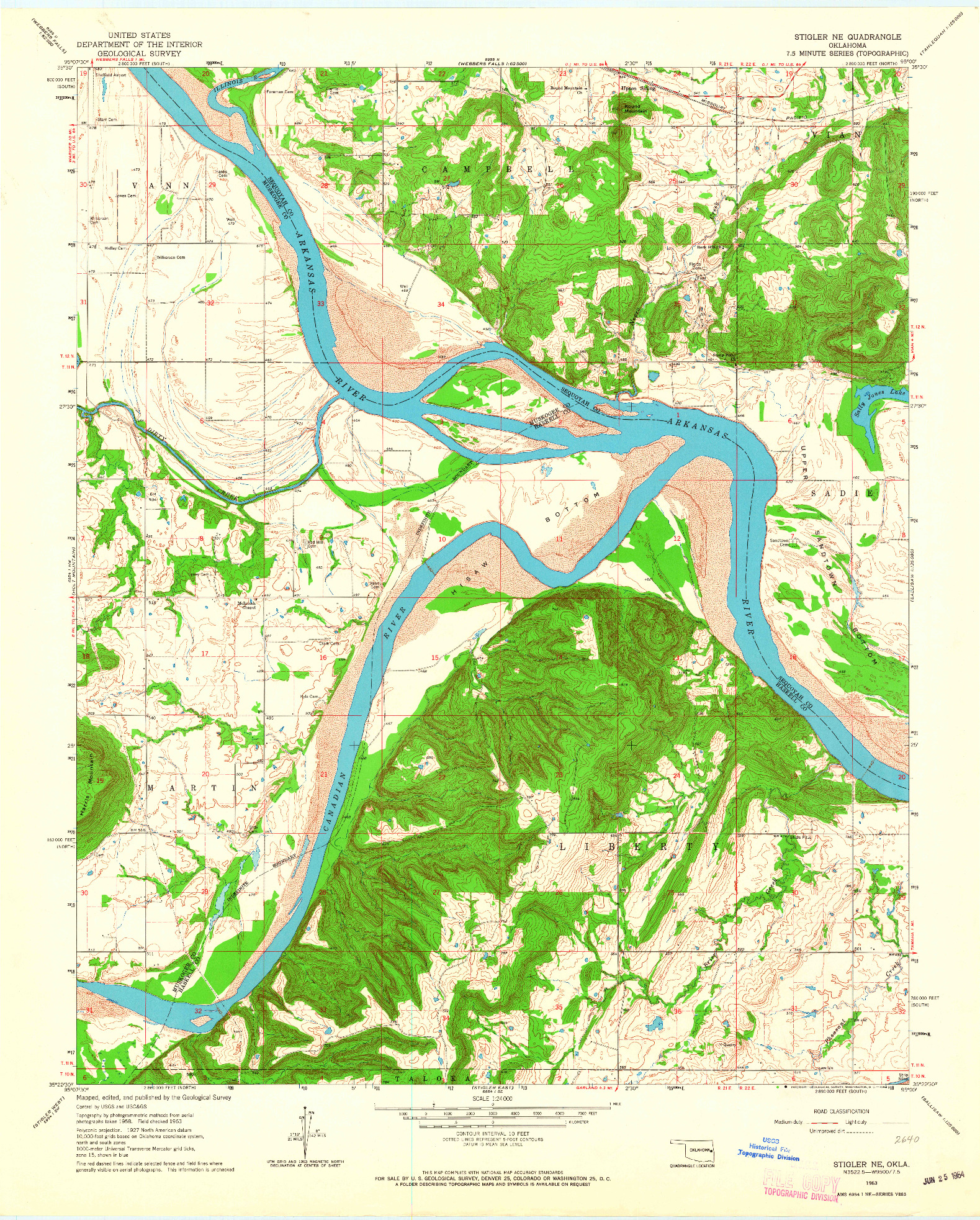 USGS 1:24000-SCALE QUADRANGLE FOR STIGLER NE, OK 1963
