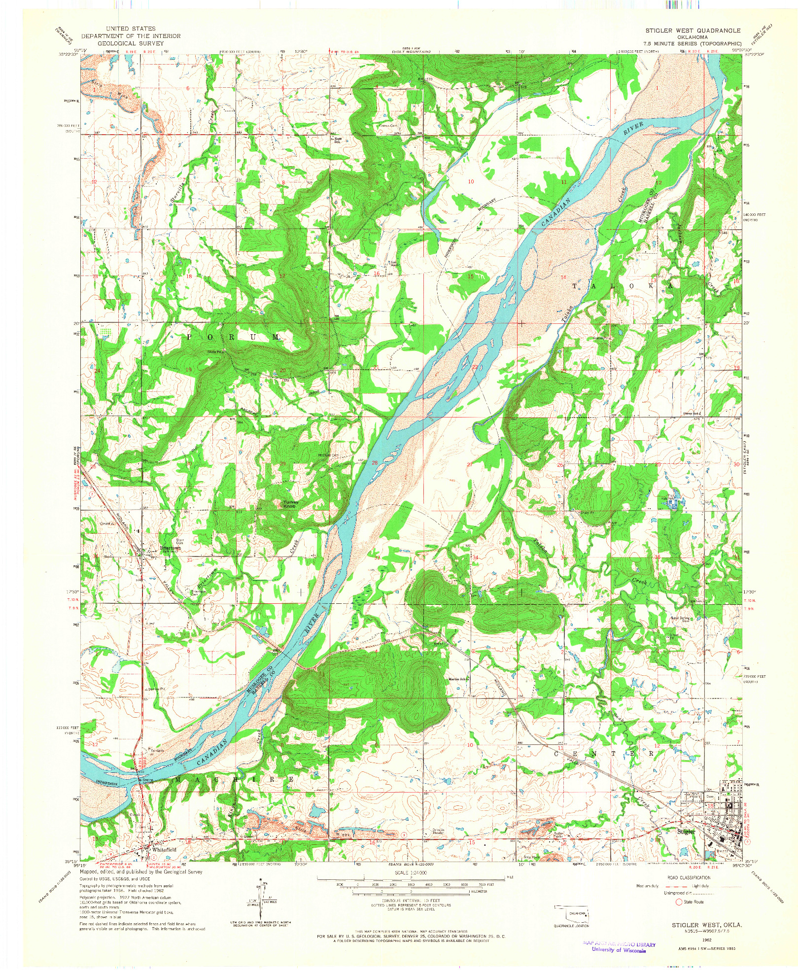 USGS 1:24000-SCALE QUADRANGLE FOR STIGLER WEST, OK 1962