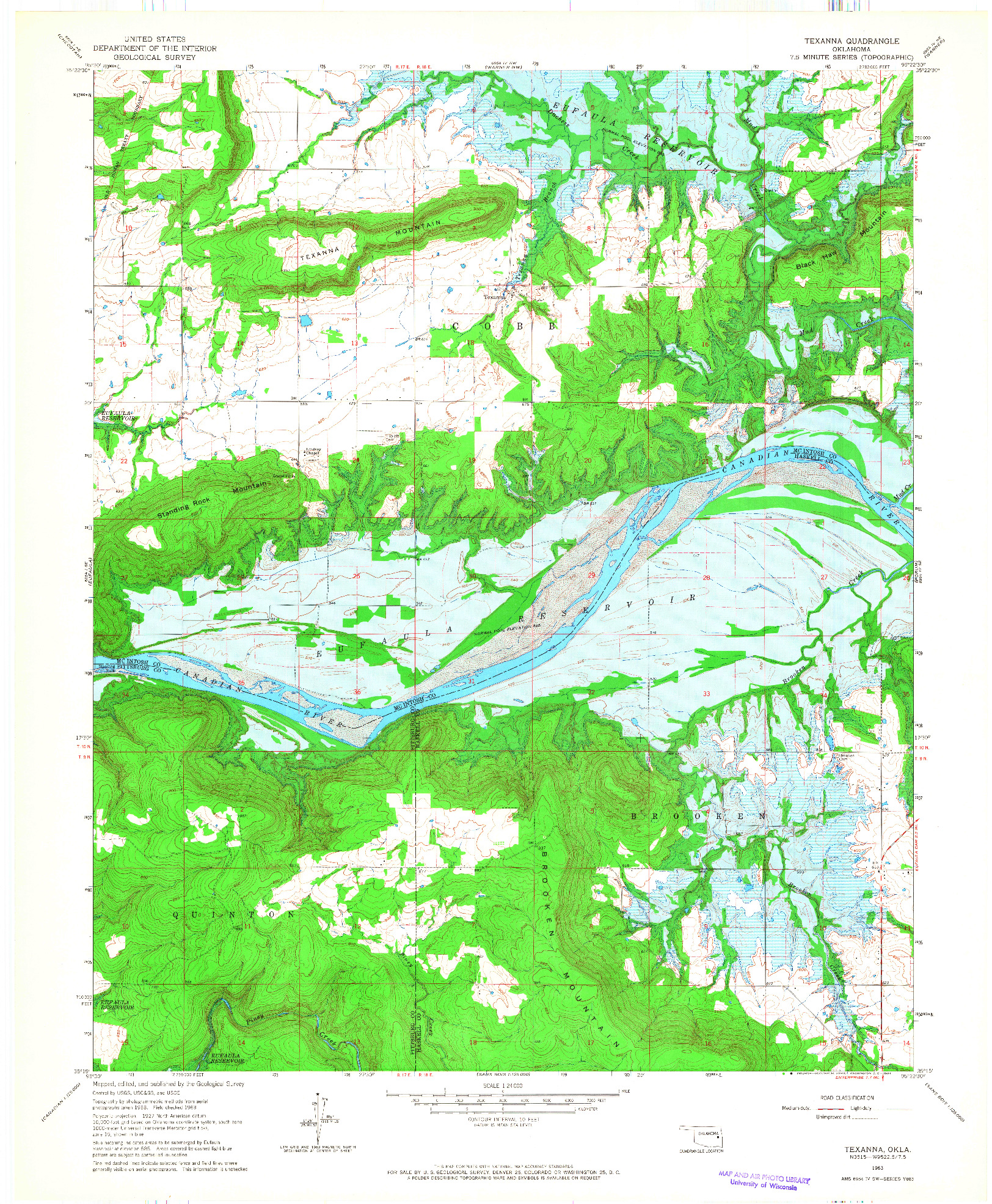 USGS 1:24000-SCALE QUADRANGLE FOR TEXANNA, OK 1963