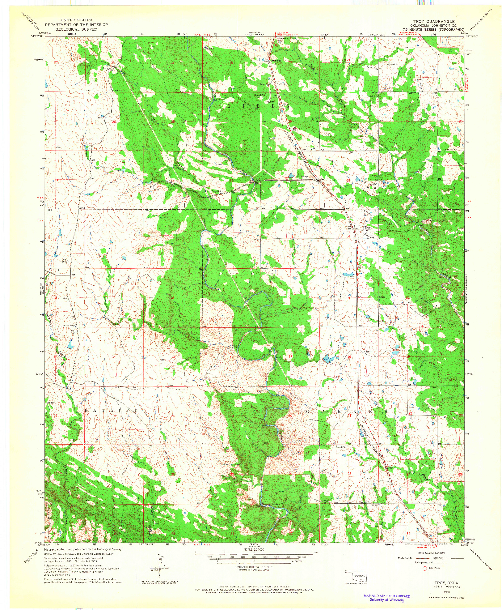 USGS 1:24000-SCALE QUADRANGLE FOR TROY, OK 1963