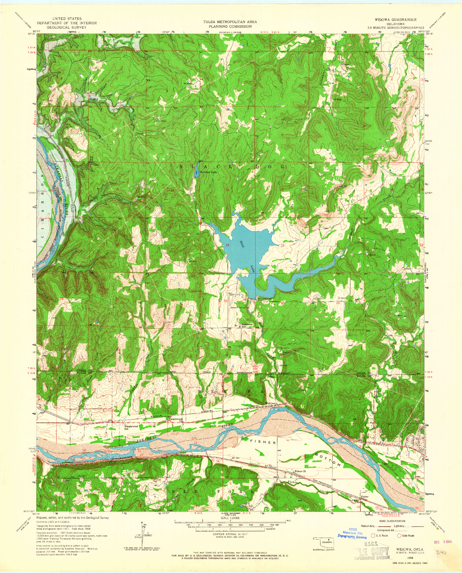 USGS 1:24000-SCALE QUADRANGLE FOR WEKIWA, OK 1958