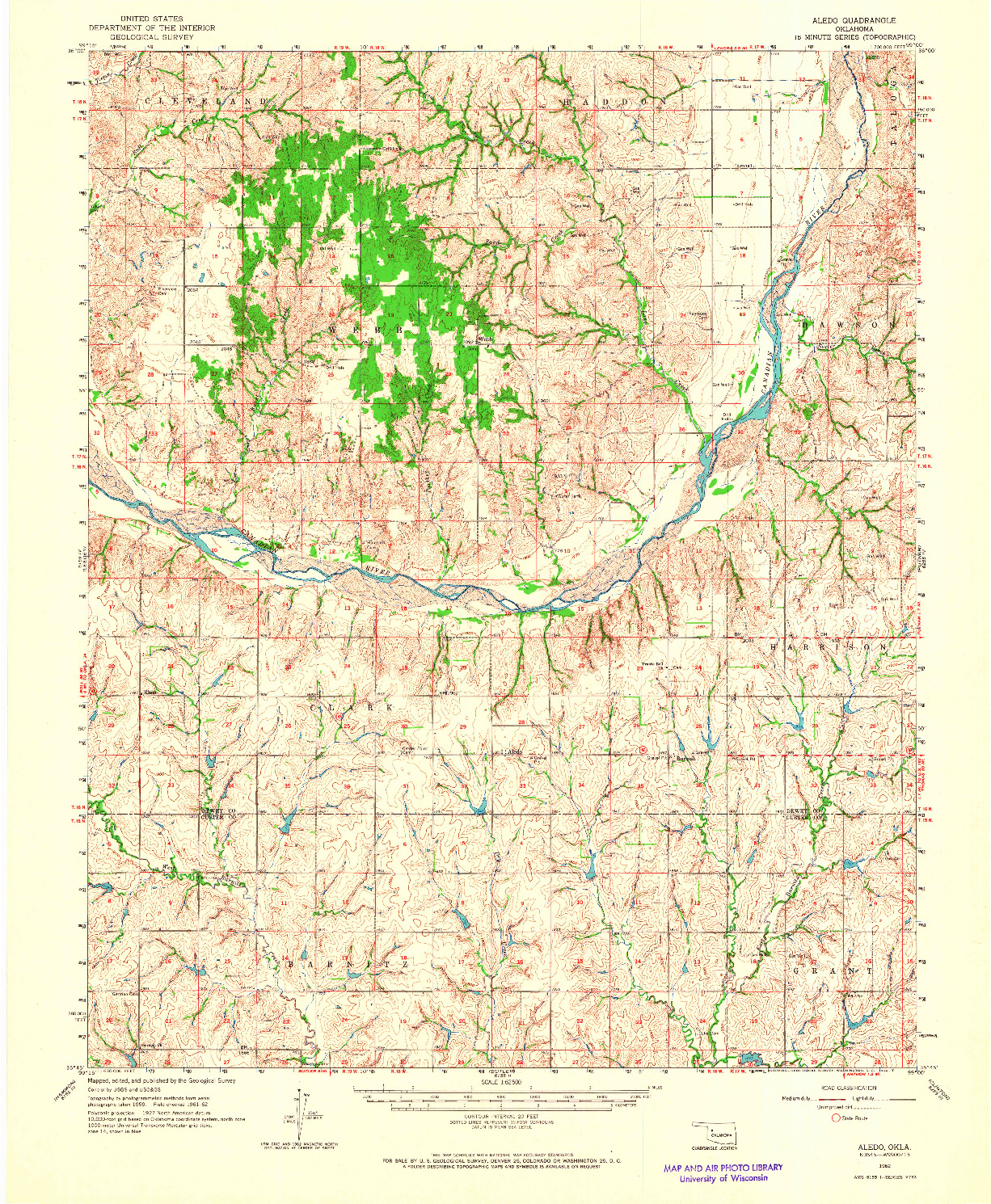 USGS 1:62500-SCALE QUADRANGLE FOR ALEDO, OK 1962