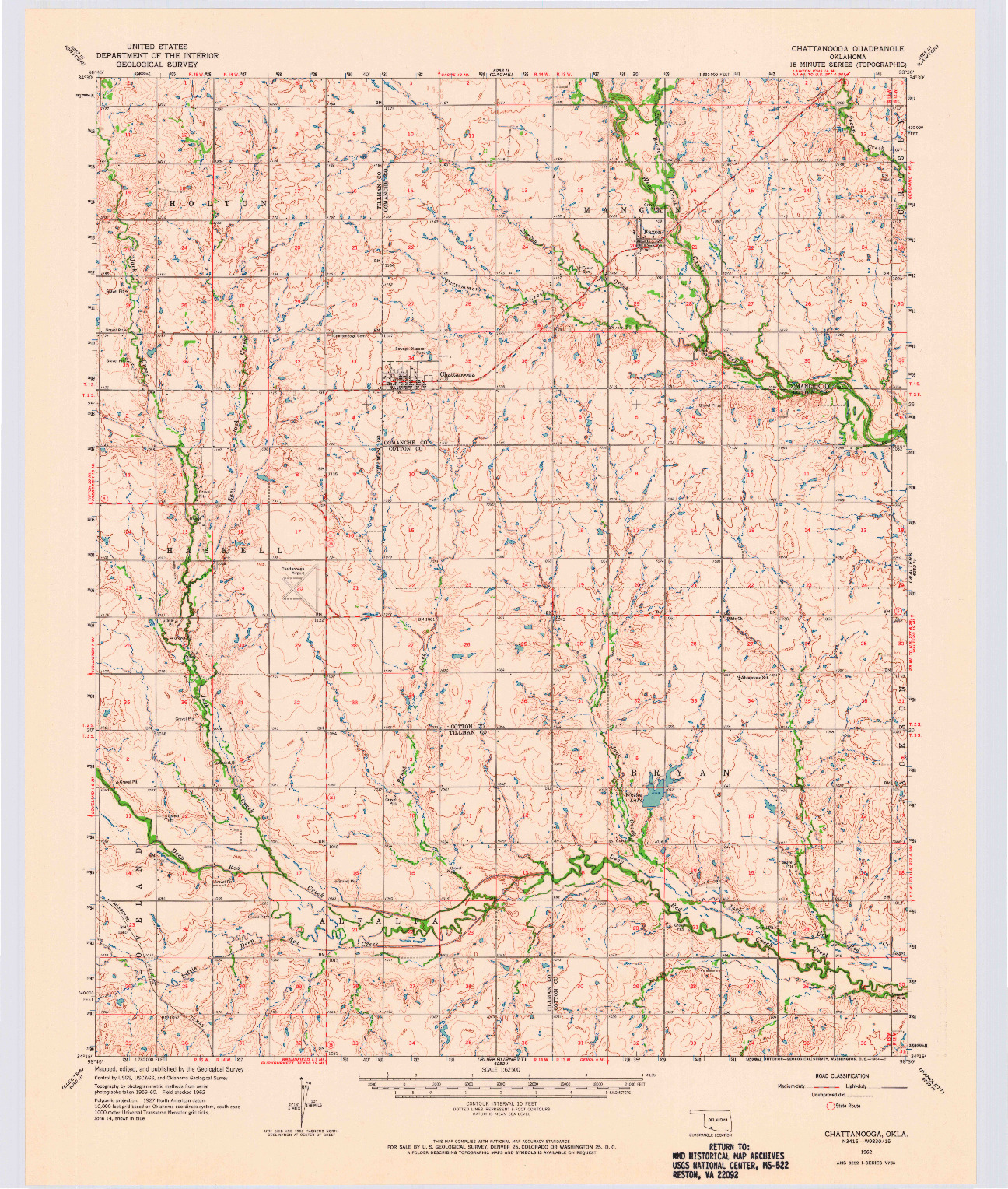 USGS 1:62500-SCALE QUADRANGLE FOR CHATTANOOGA, OK 1962