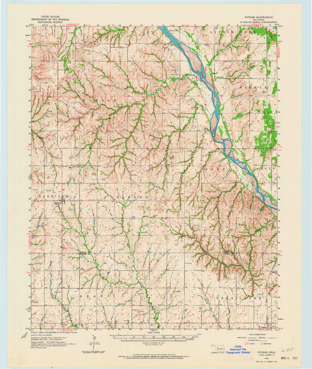 USGS 1:62500-SCALE QUADRANGLE FOR PUTNAM, OK 1962