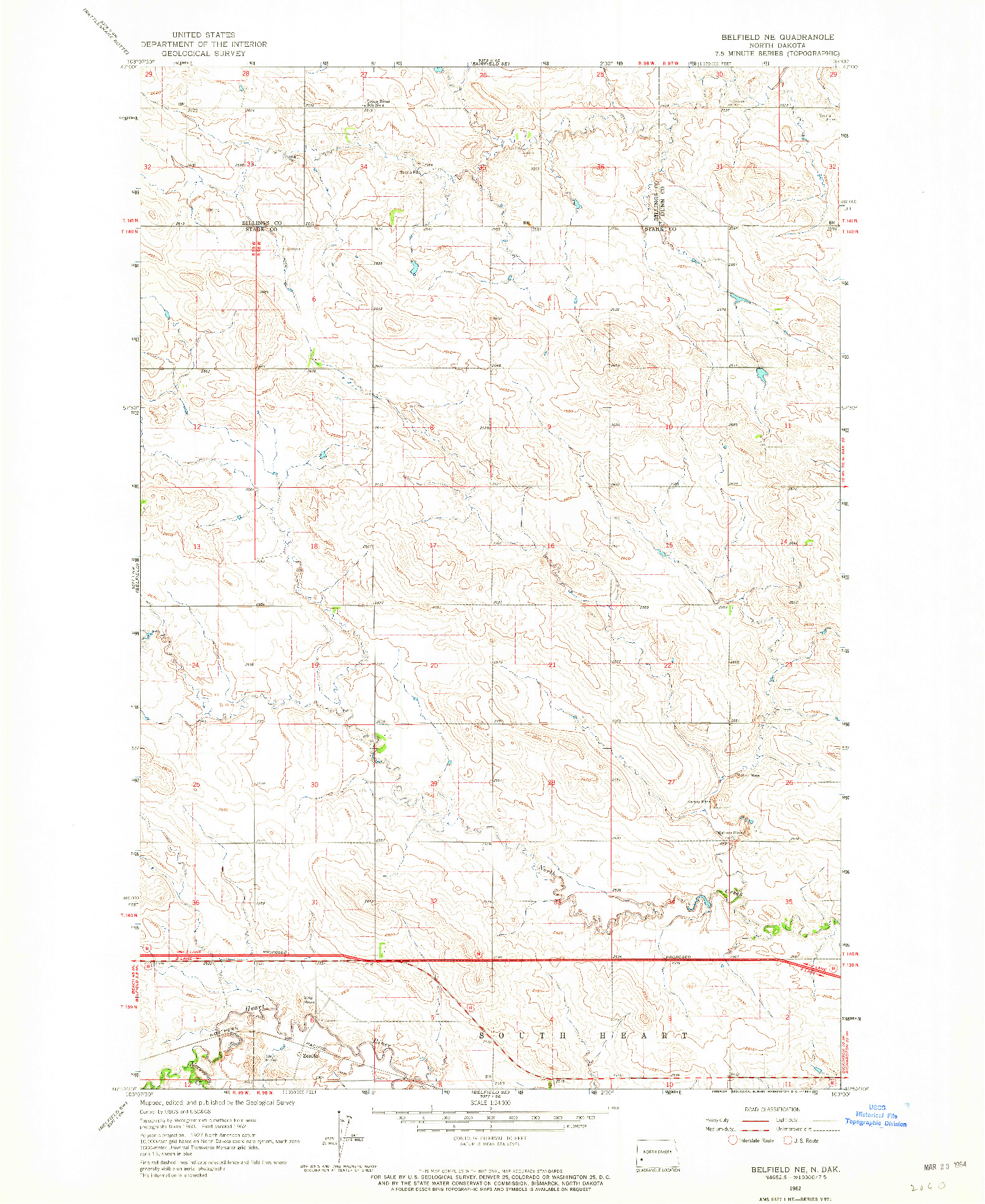 USGS 1:24000-SCALE QUADRANGLE FOR BELFIELD NE, ND 1962